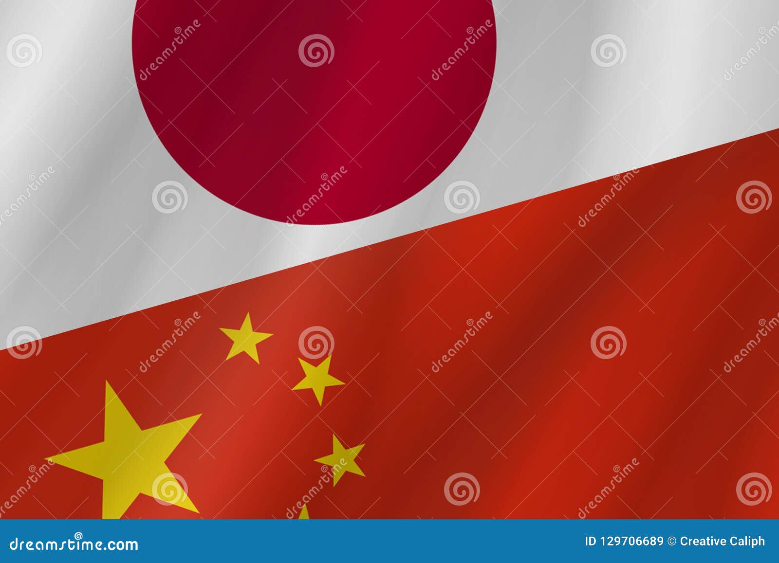 The Two Country Flags of China and Japan. Stock Illustration