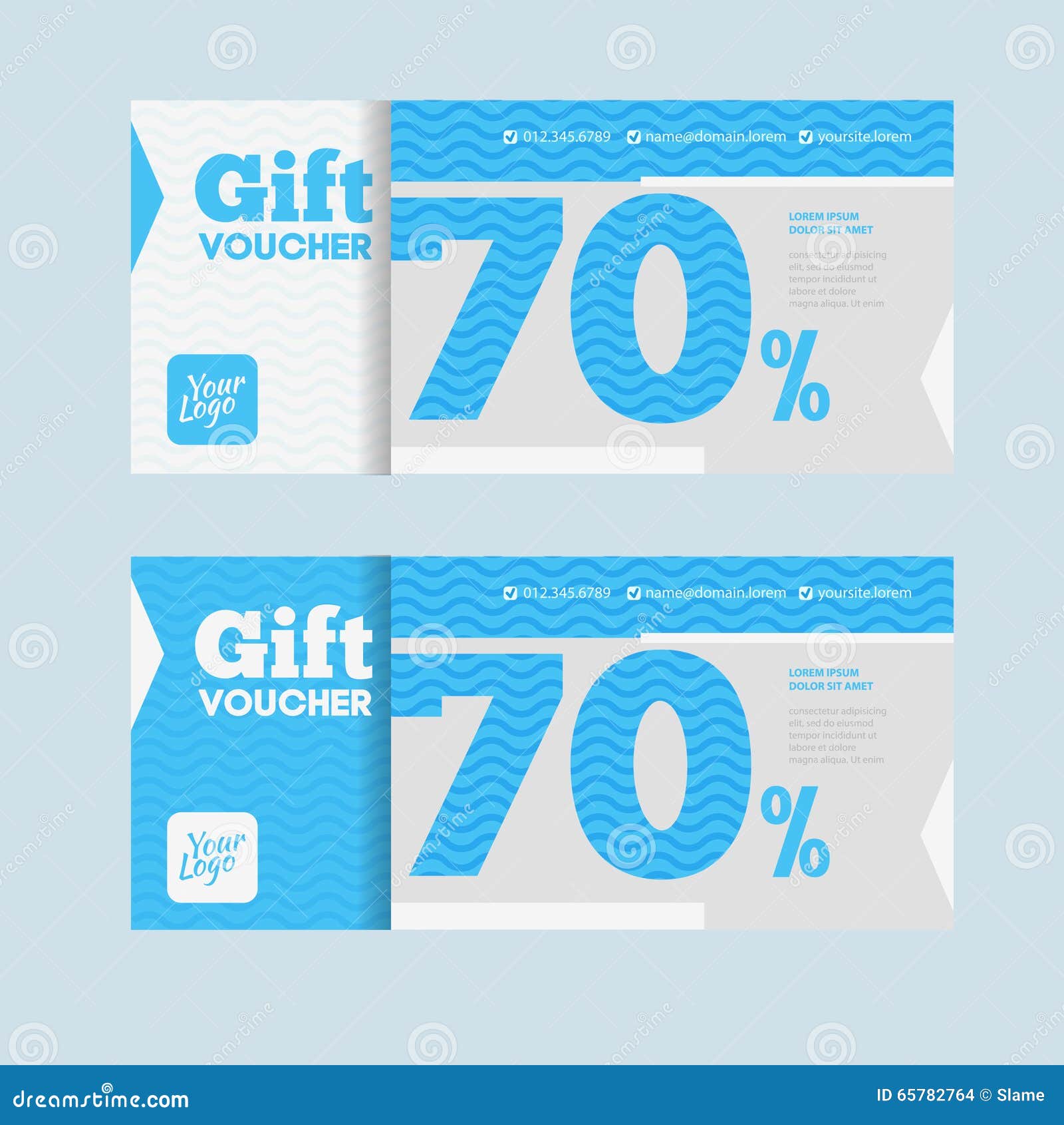 Two Coupon Voucher Design. Gift Voucher Template with Amount of Stock