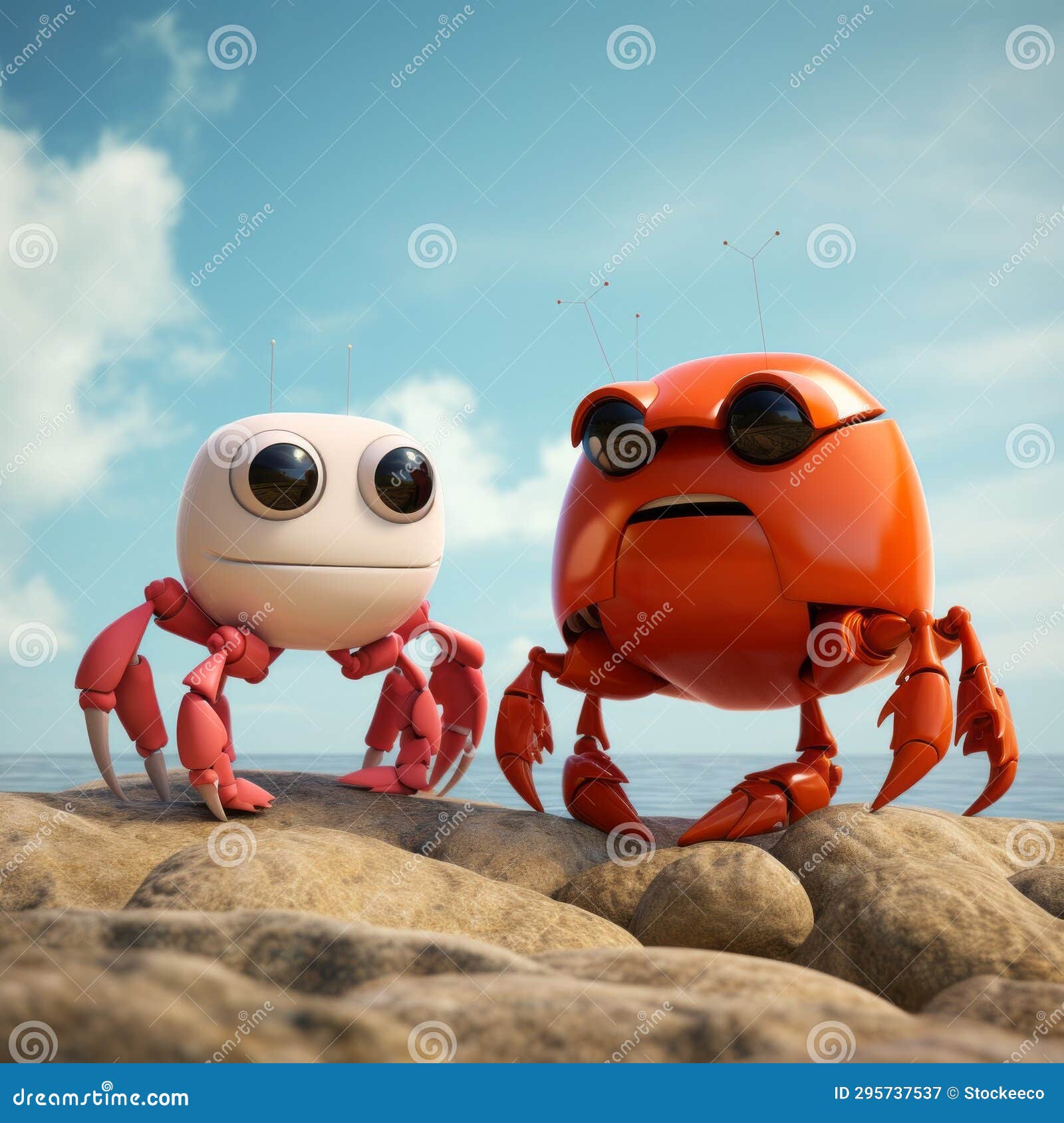 orange crab robots: a charming illustrative storytelling with minimalist 3d character