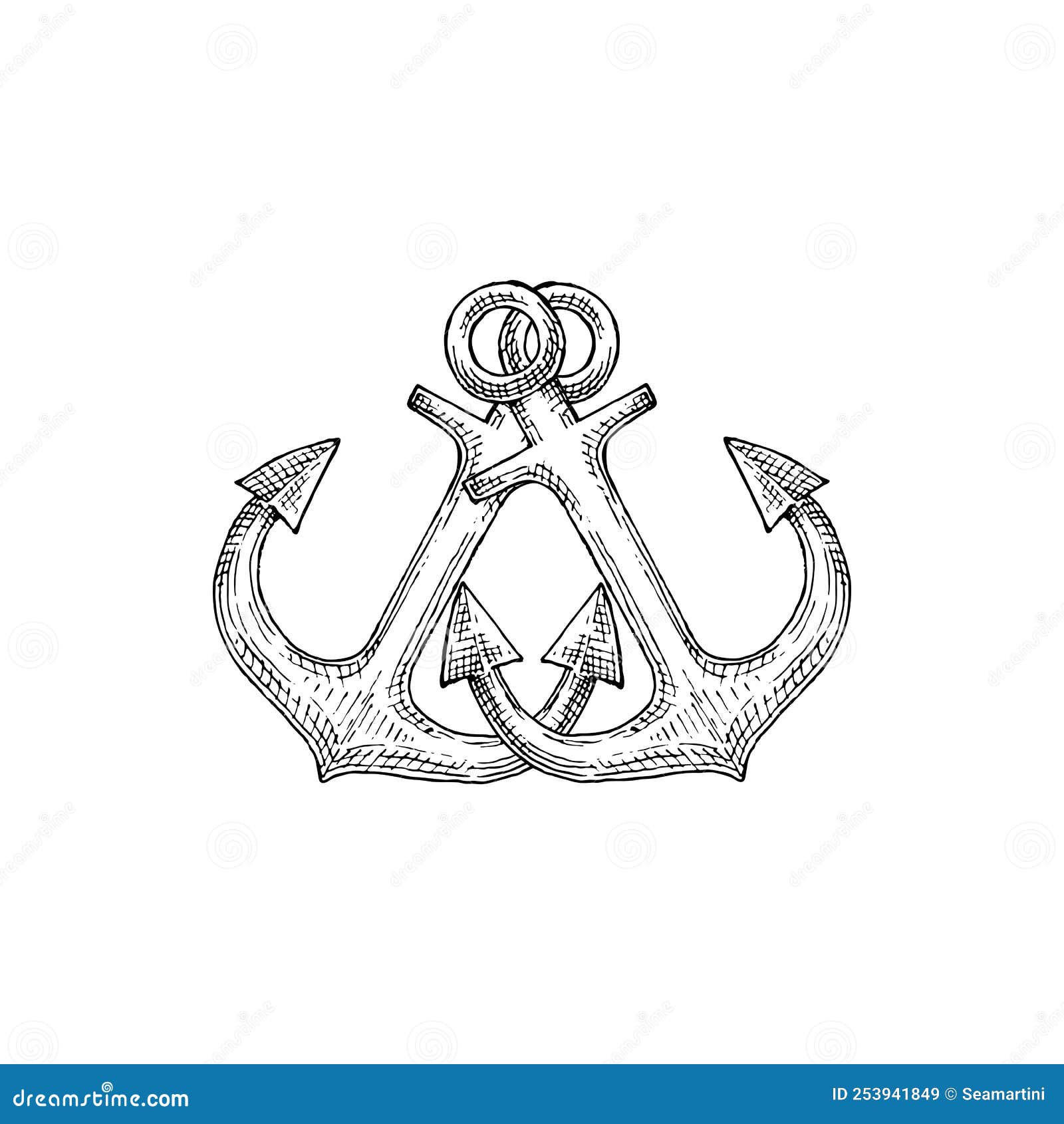 Dental Pensioneret Ved lov Two Crossed Anchors Isolated Marine Nautical Anker Stock Vector -  Illustration of nautical, black: 253941849