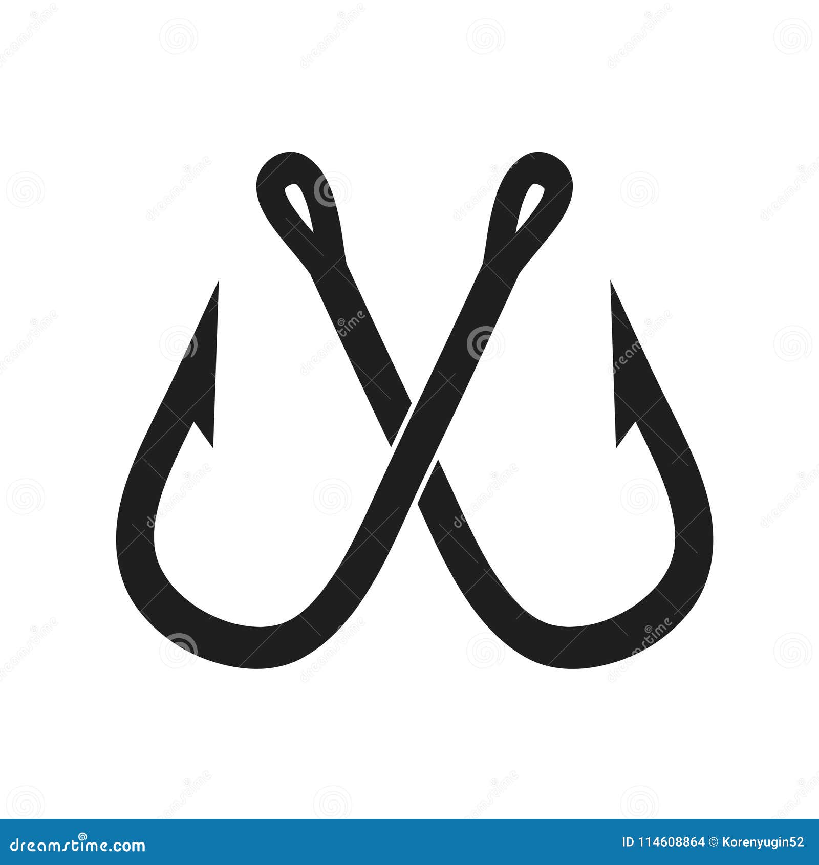 Download Two Crossed Fishing Hook On White, Stock Vector ...