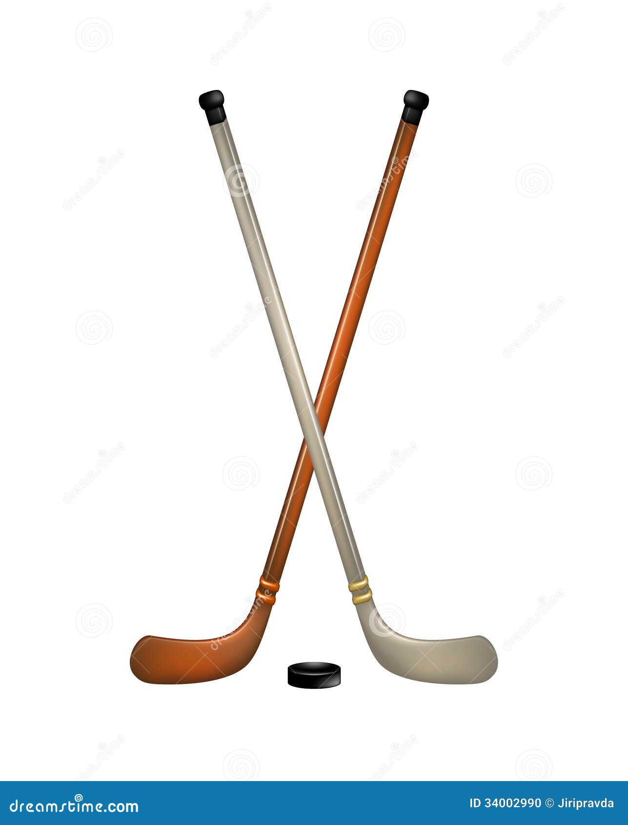 Two Crossed Ice Hockey Sticks And Puck Stock Photo Image 34002990