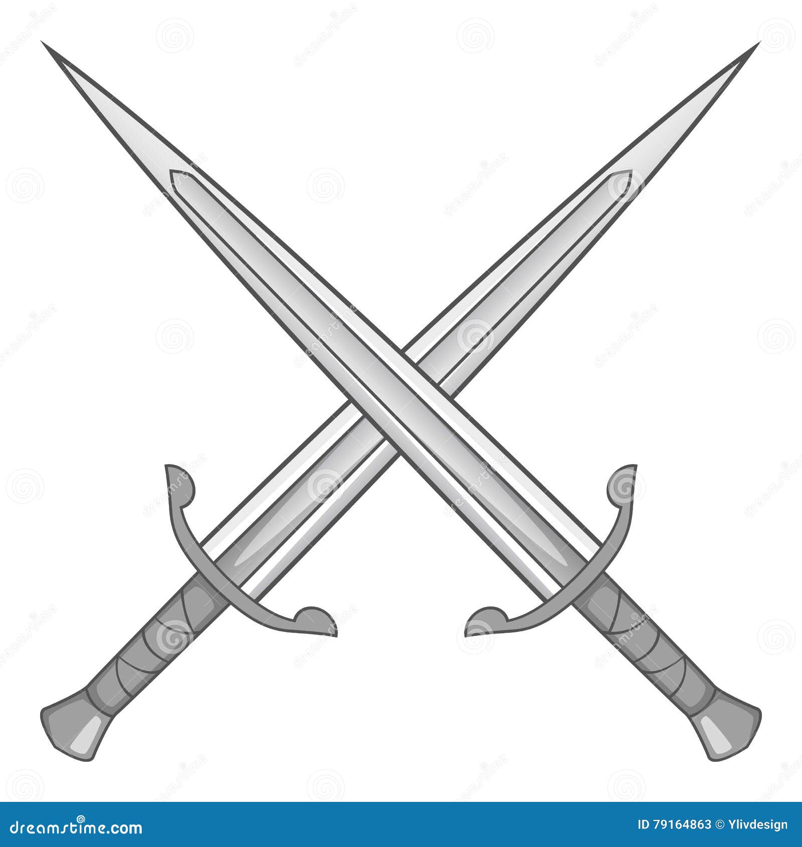 Two realistic crossed swords with golden handle Vector Image