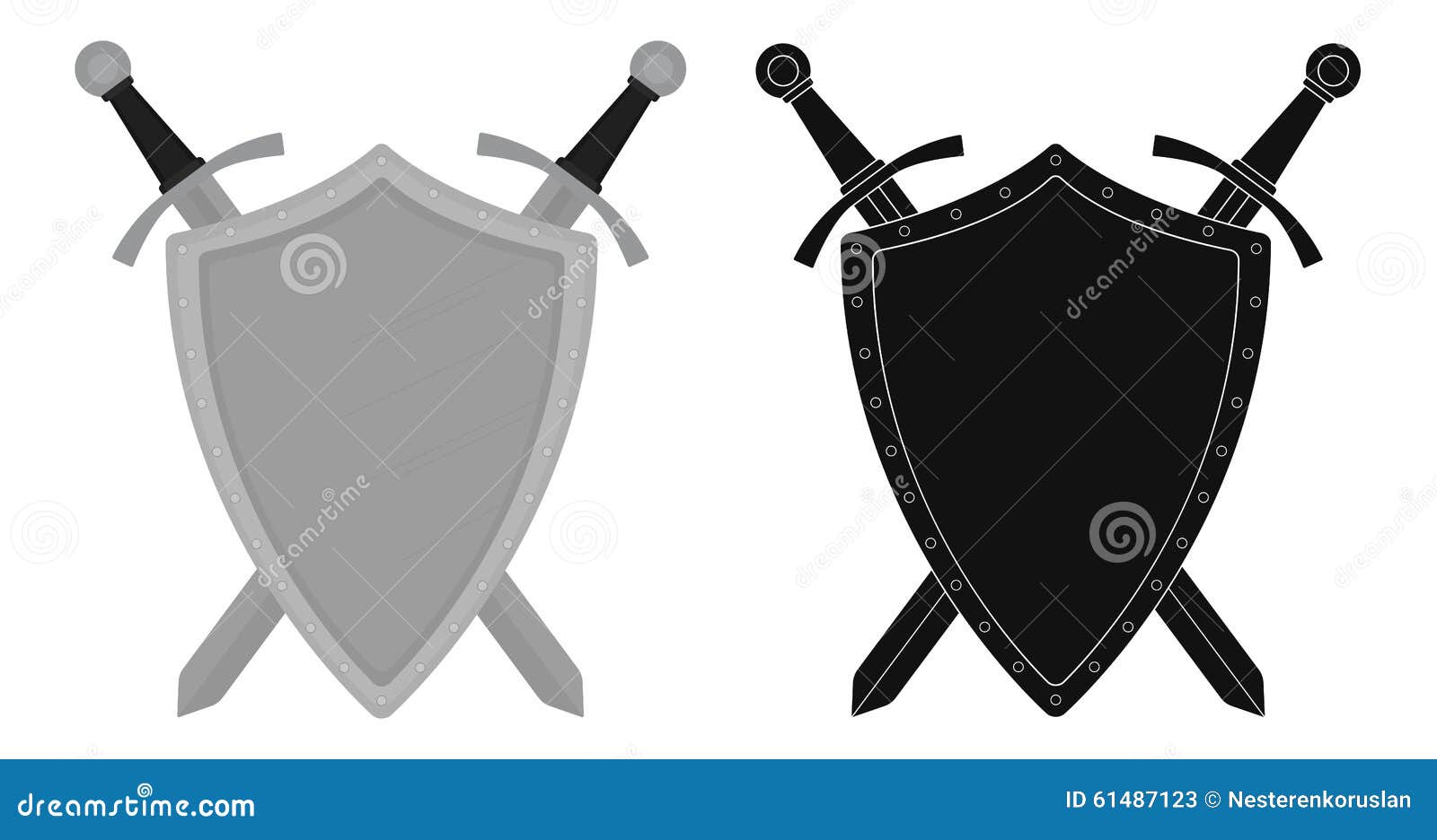 Heraldic Cross Swords with Laurel Wreath Vector Clip Art