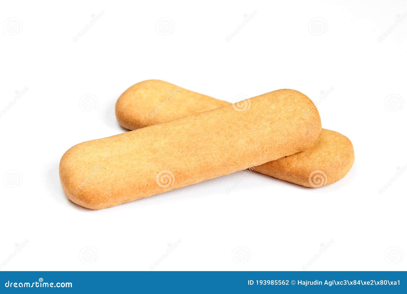 Two Crunchy Stick Biscuits Isolated on White Background. Ladyfingers Stock Photo Image of