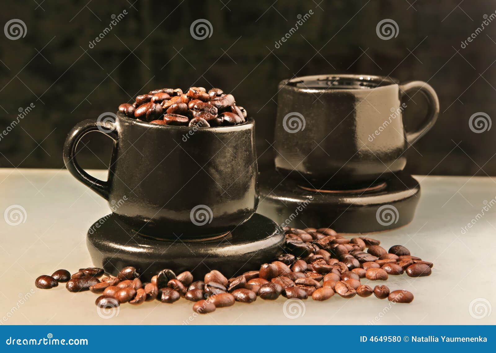 Two cups and coffee beans stock photo. Image of crop, mocha 4649580