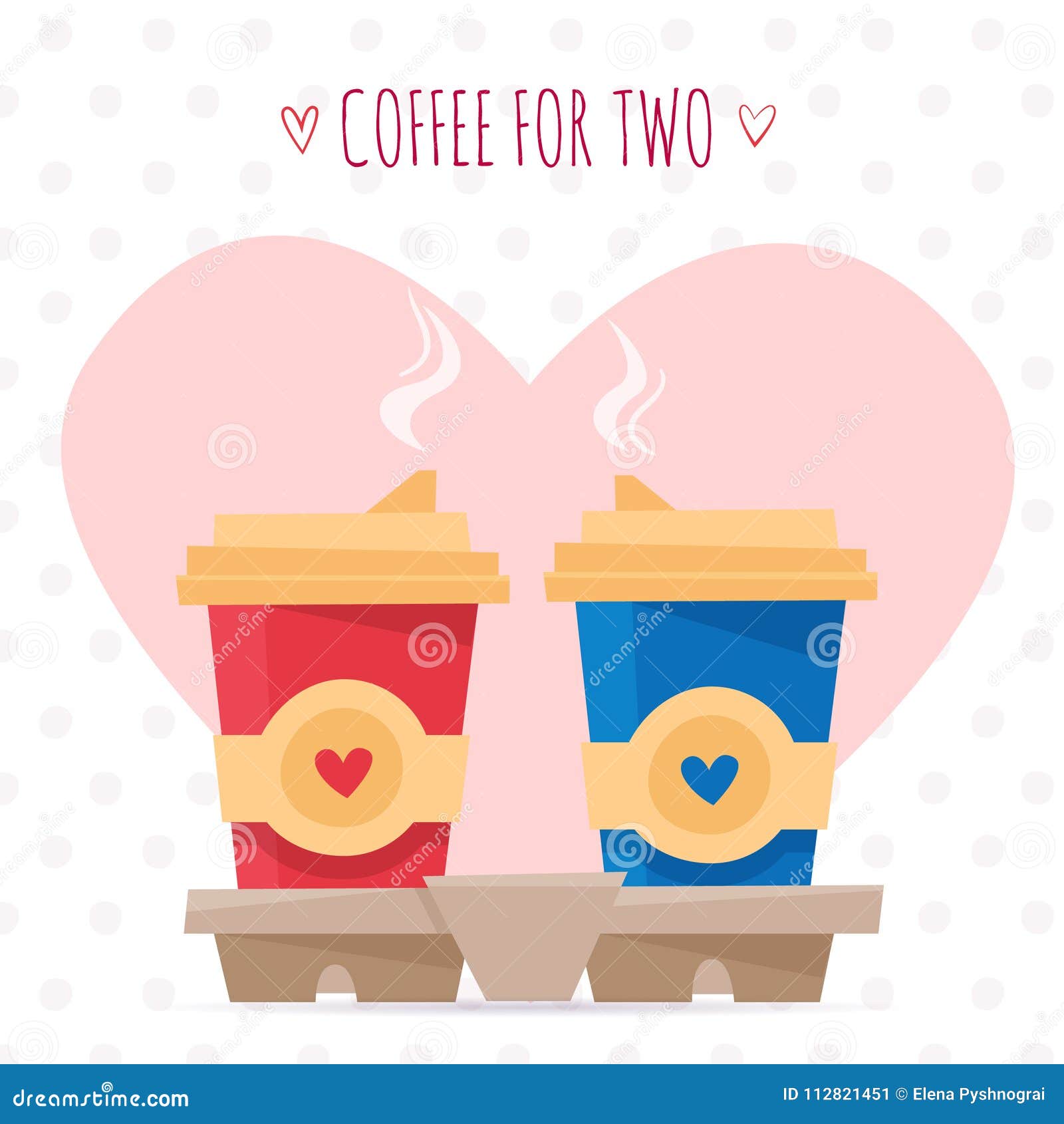 Two Cups of Coffee in Holder Stock Vector - Illustration of happy, card:  112821451