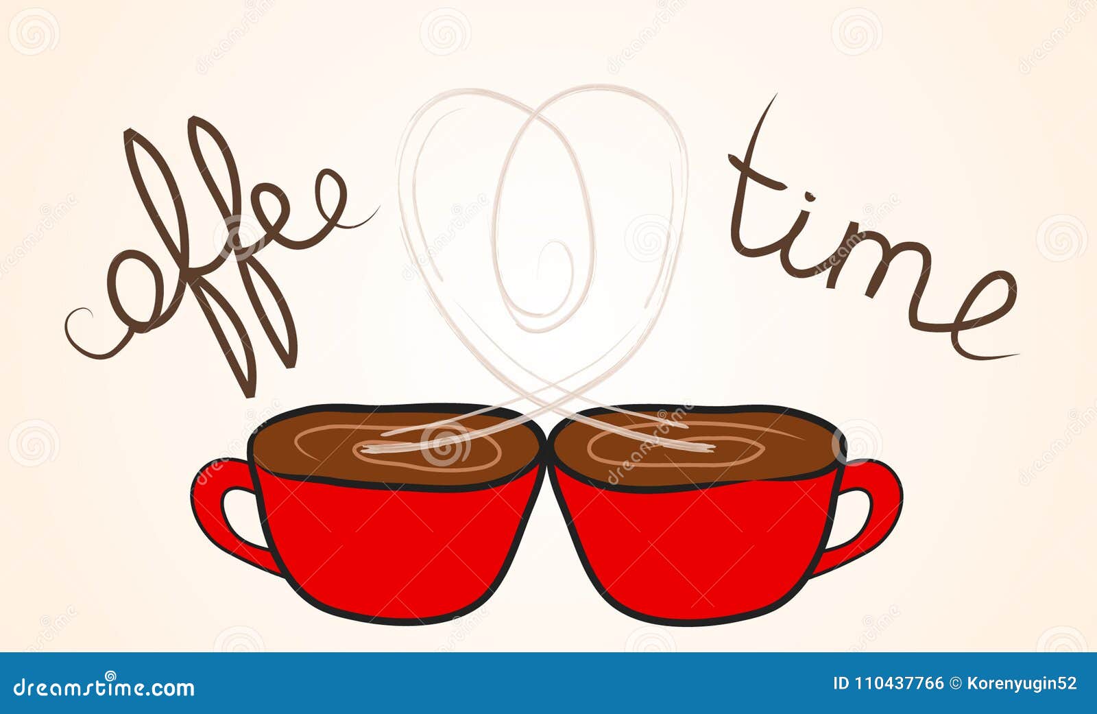 Download Two Cups Of Coffee With Rising Steam A Shape Of Heart ...