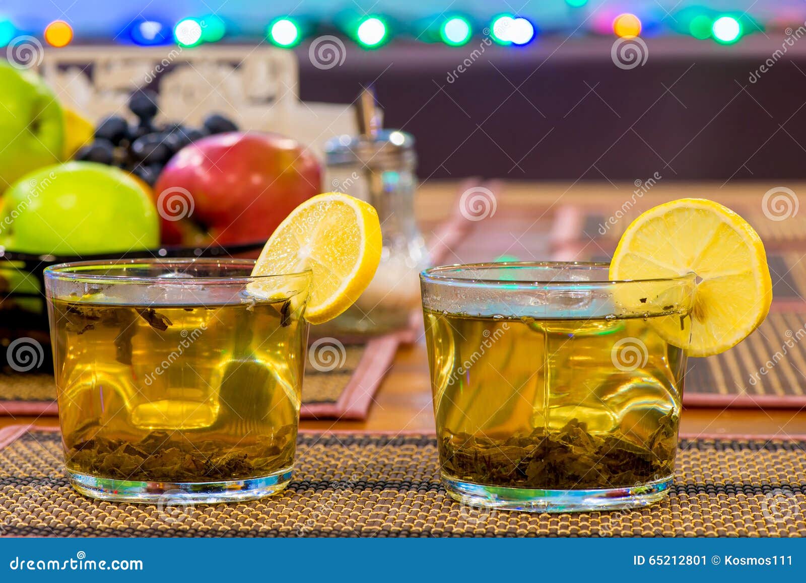 Two Cups of Green Tea with Lemon Stock Image Image of restaurant, life 65212801