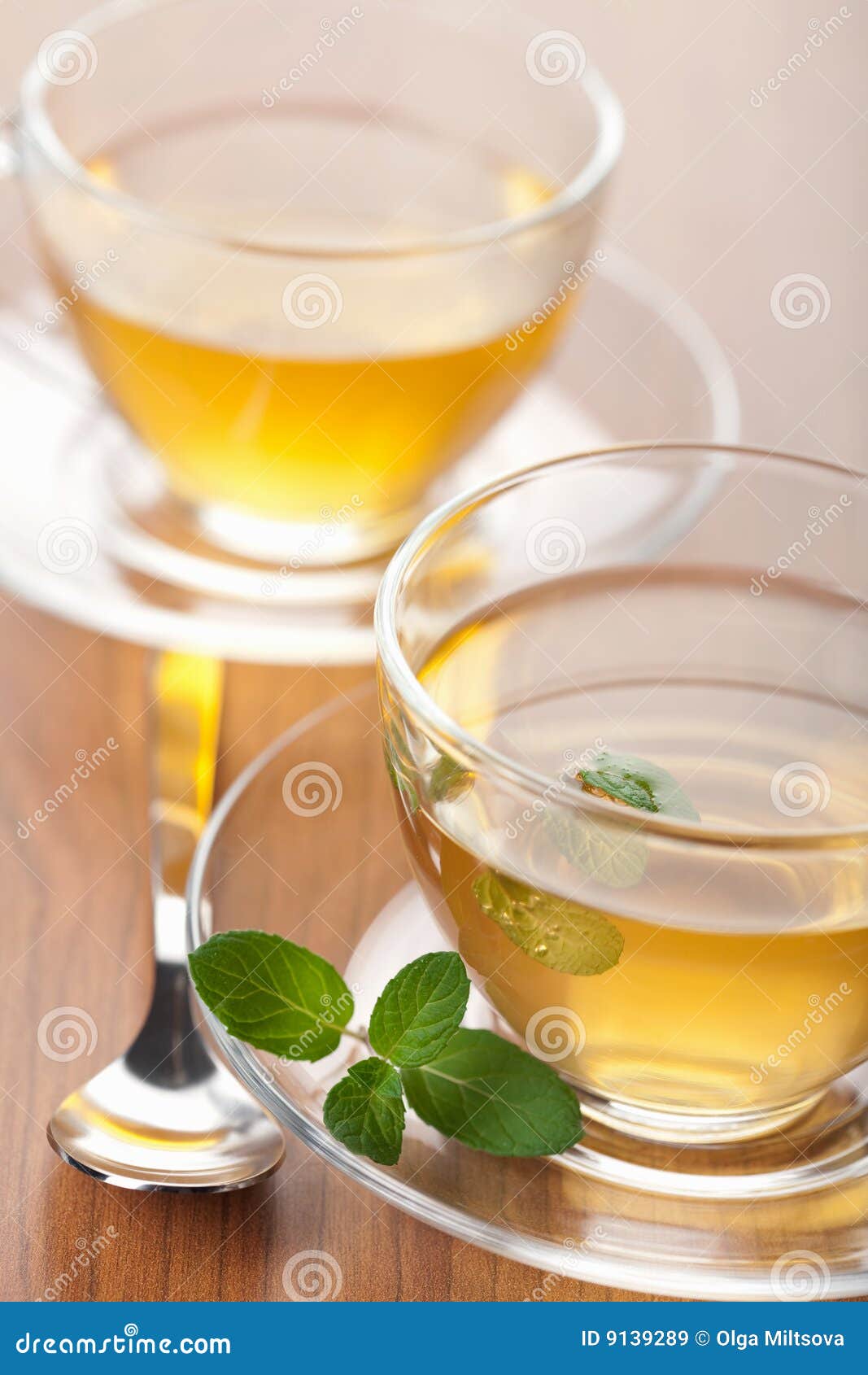 Two Cups of Green Tea with Mint Stock Image Image of aroma, drink 9139289