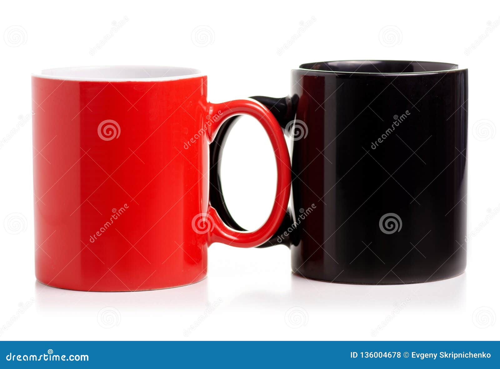 Two cups mug red black stock photo. Image of love, blank