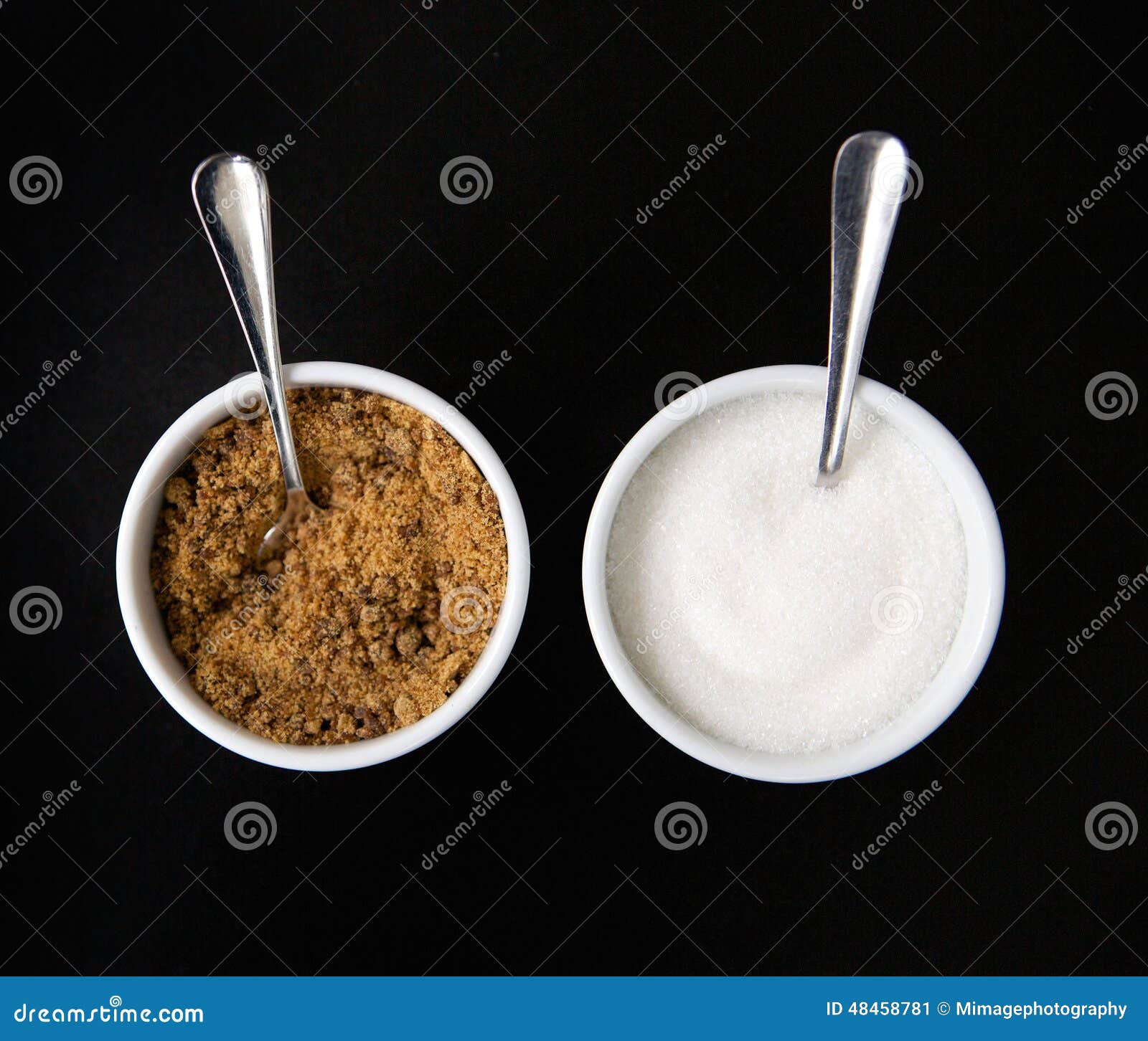 Two Cups of Sugar with Spoons Stock Image Image of isolated, brown