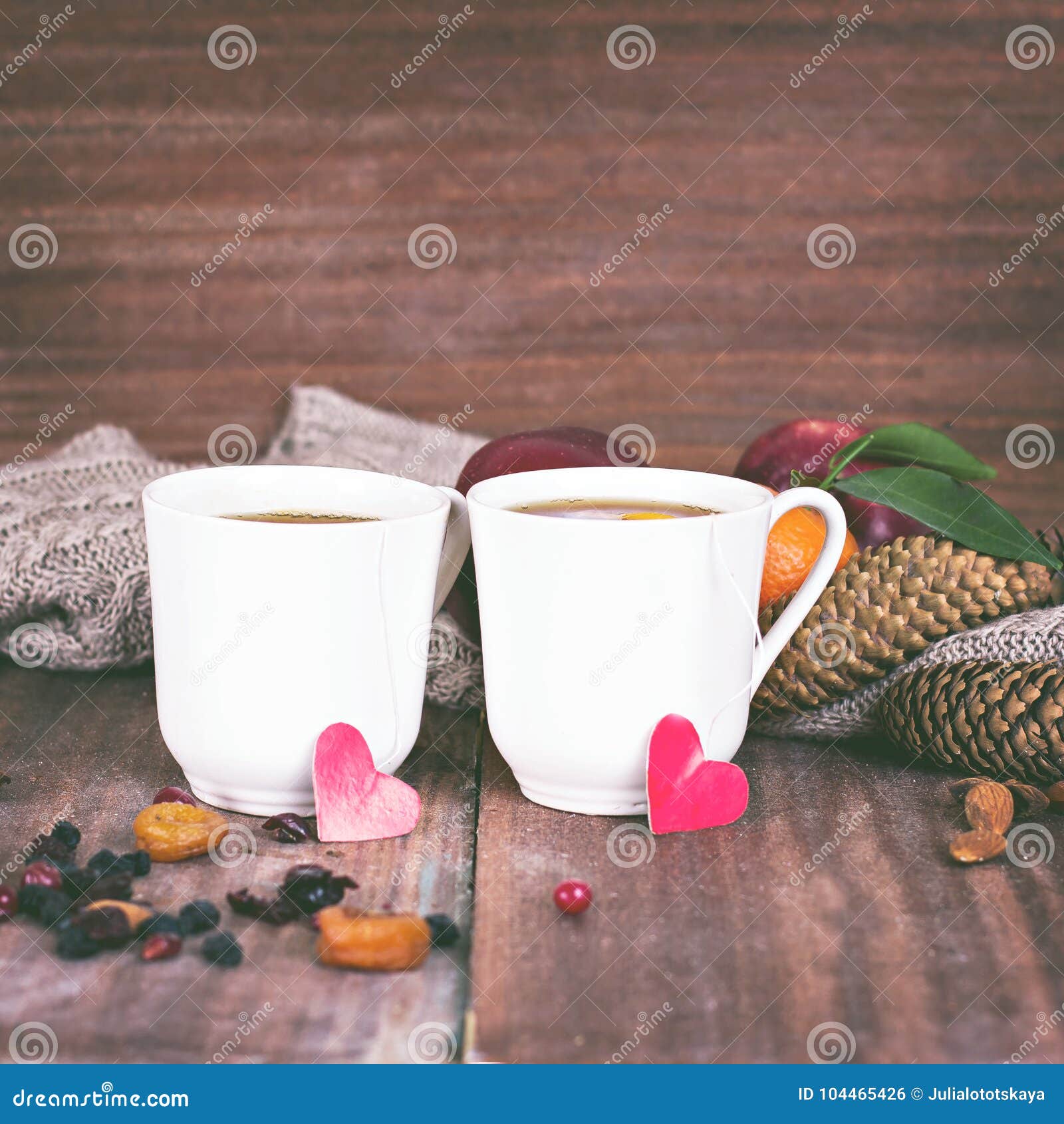 Two Cups of Tea in a Romantic Setting. Stock Photo Image of lunch, interior 104465426
