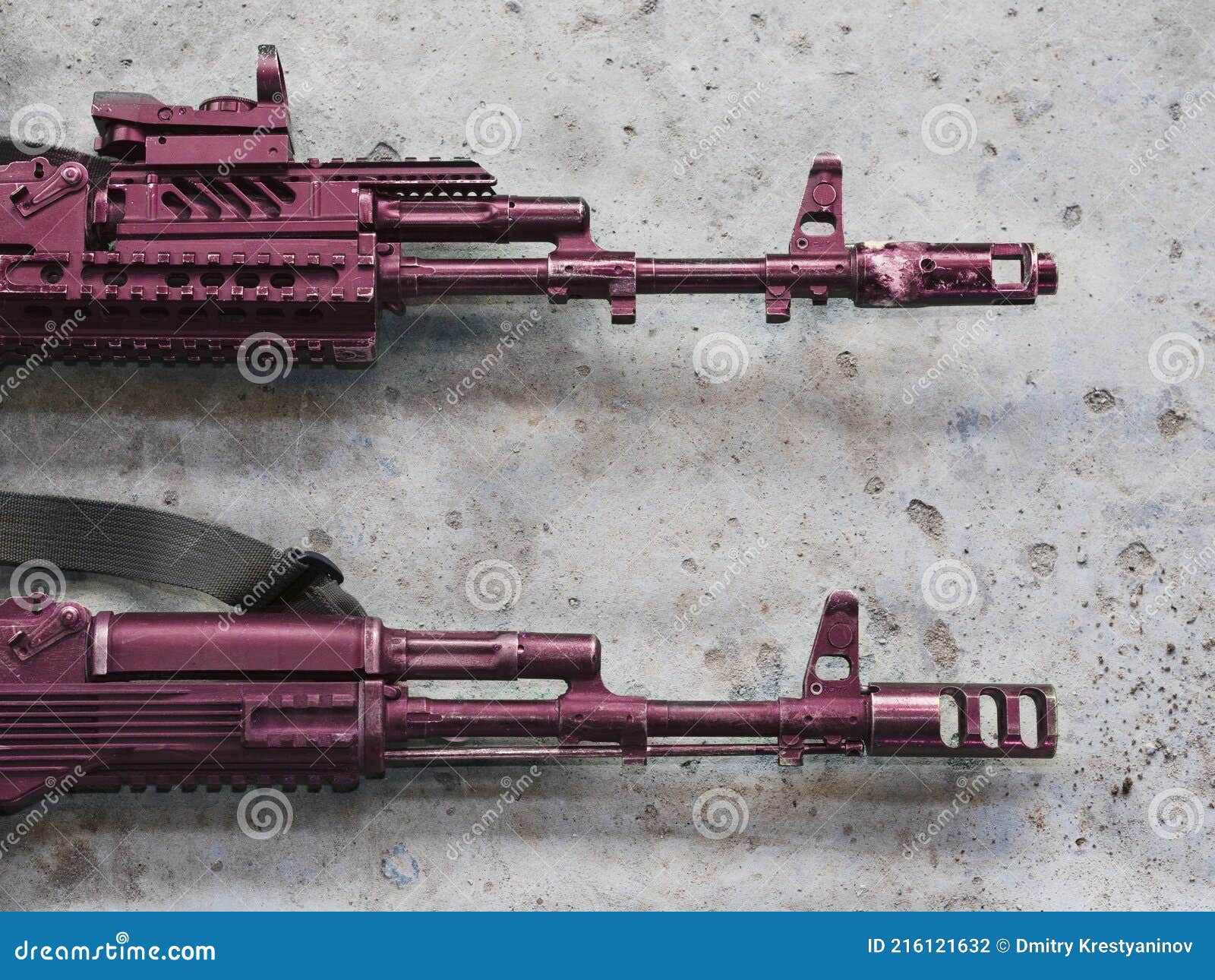 camouflage, painted weapons in a tactical body kit.