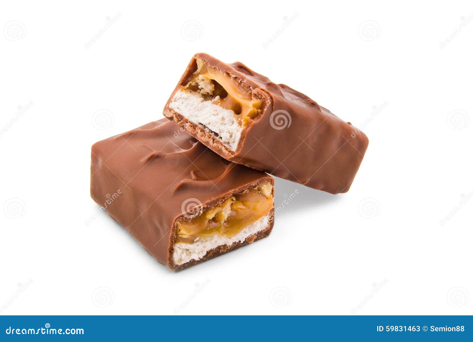 Two Cut Halves of Chocolate Bar Isolated on White Stock Image Image