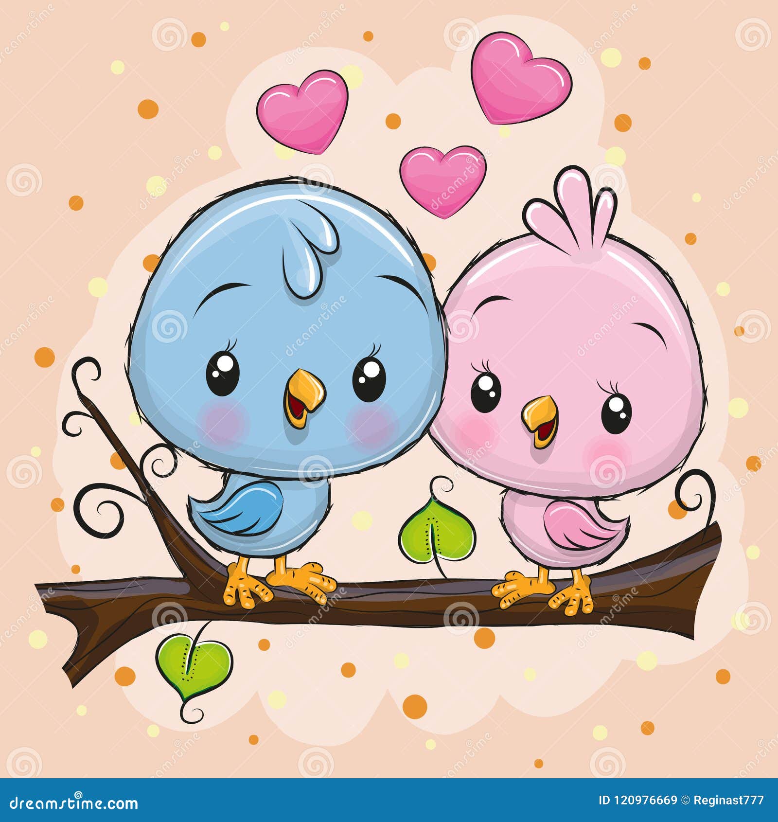 Two Cute Birds is Sitting on a Branch Stock Vector - Illustration ...