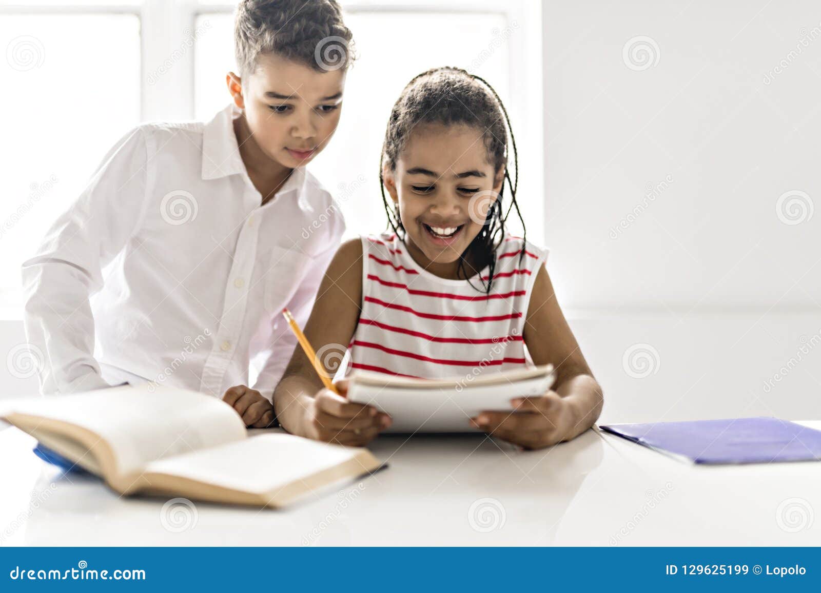 black person doing homework