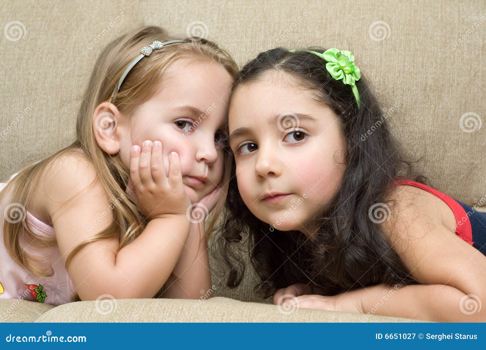Two cute little girls stock image. Image of portrait, female - 6651027