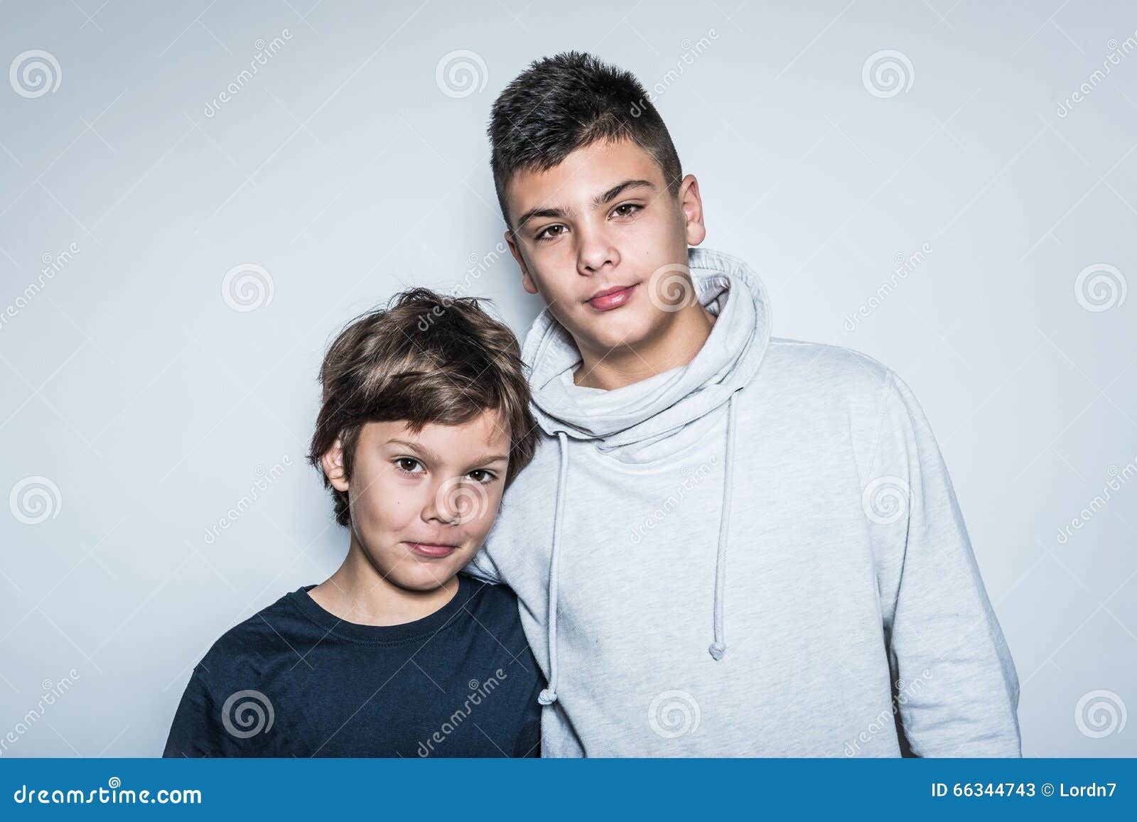 Two Cute Looking Kid Brothers Stock Image Image of white, little