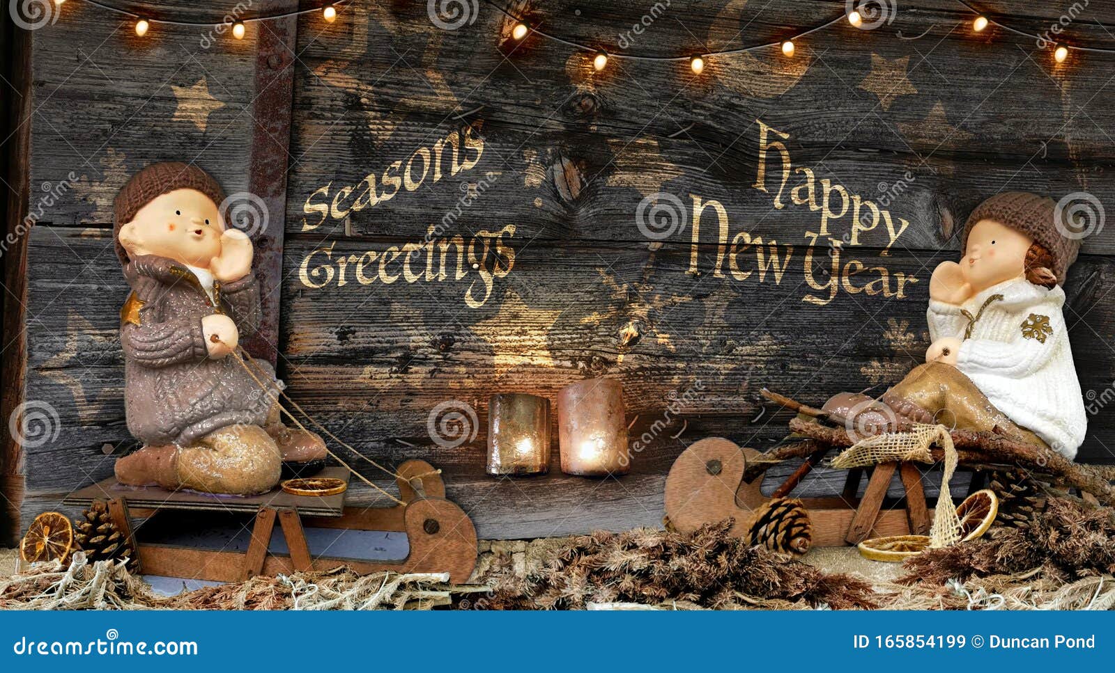 antique style seasons greetings happy new year
