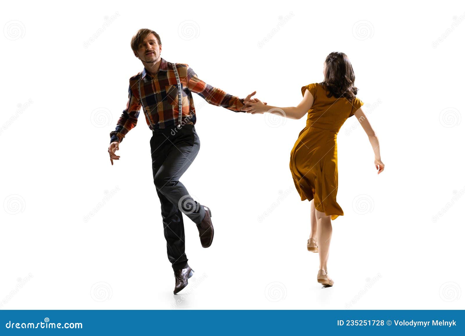 Two Dancers, Young Man and Woman in Old-school Fashioned Attire Dancing  Rock-and-roll Isolated on White Background Stock Photo - Image of 1960s,  acrobat: 235251728