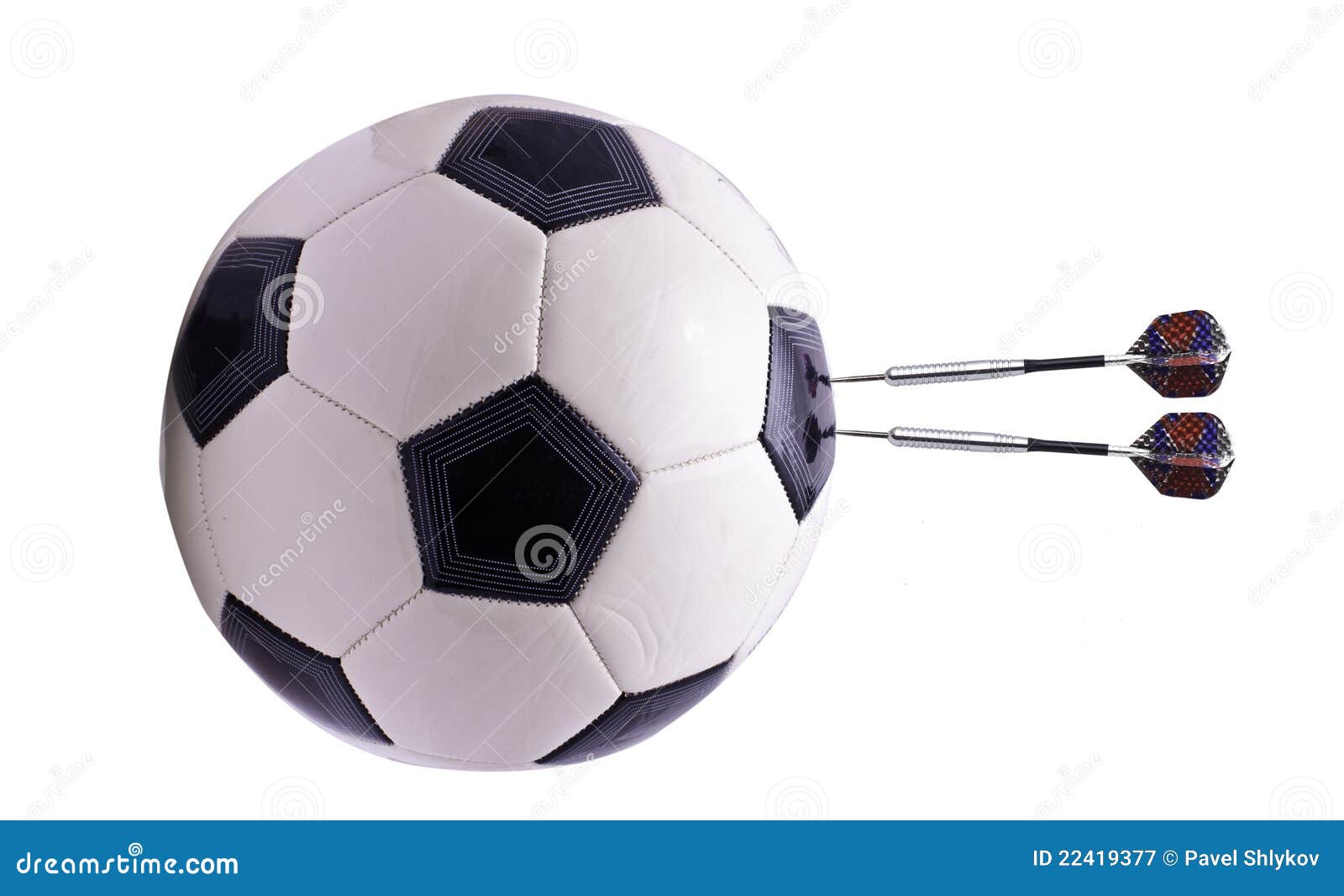 Two darts in football ball stock image. Image of conceptual 22419377