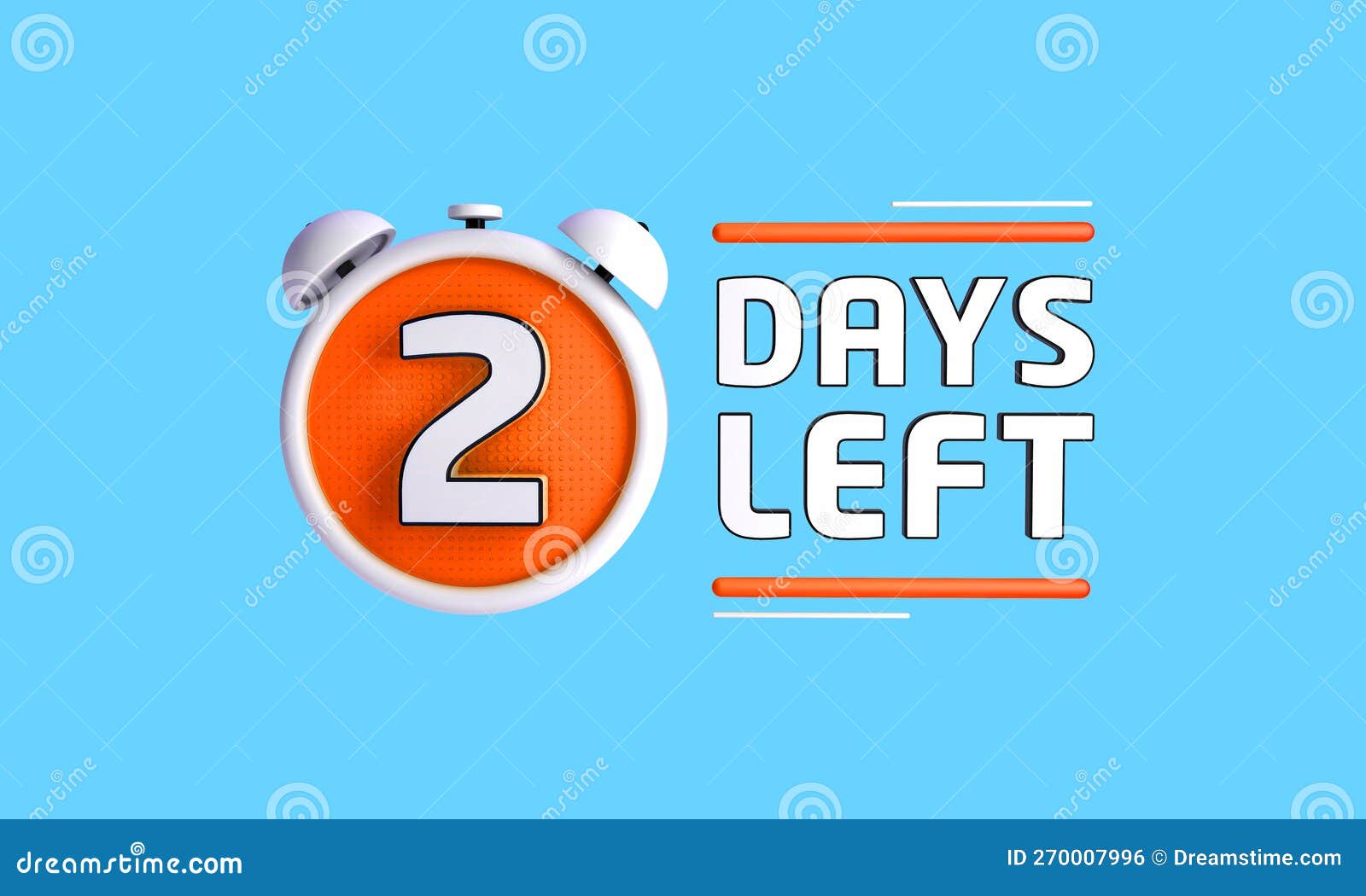 Two Days Left. Left Days Countdown Banner in 3D. Sales Time Count Stock