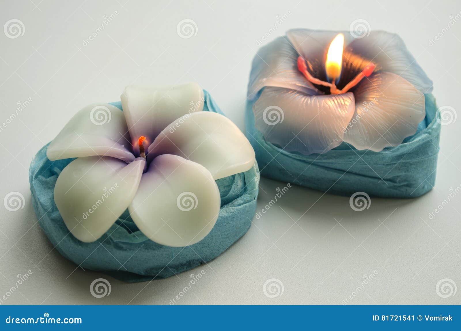 Two Decorative Burning Candles in the Shape of Flowers Stock Image Image of candles, festive