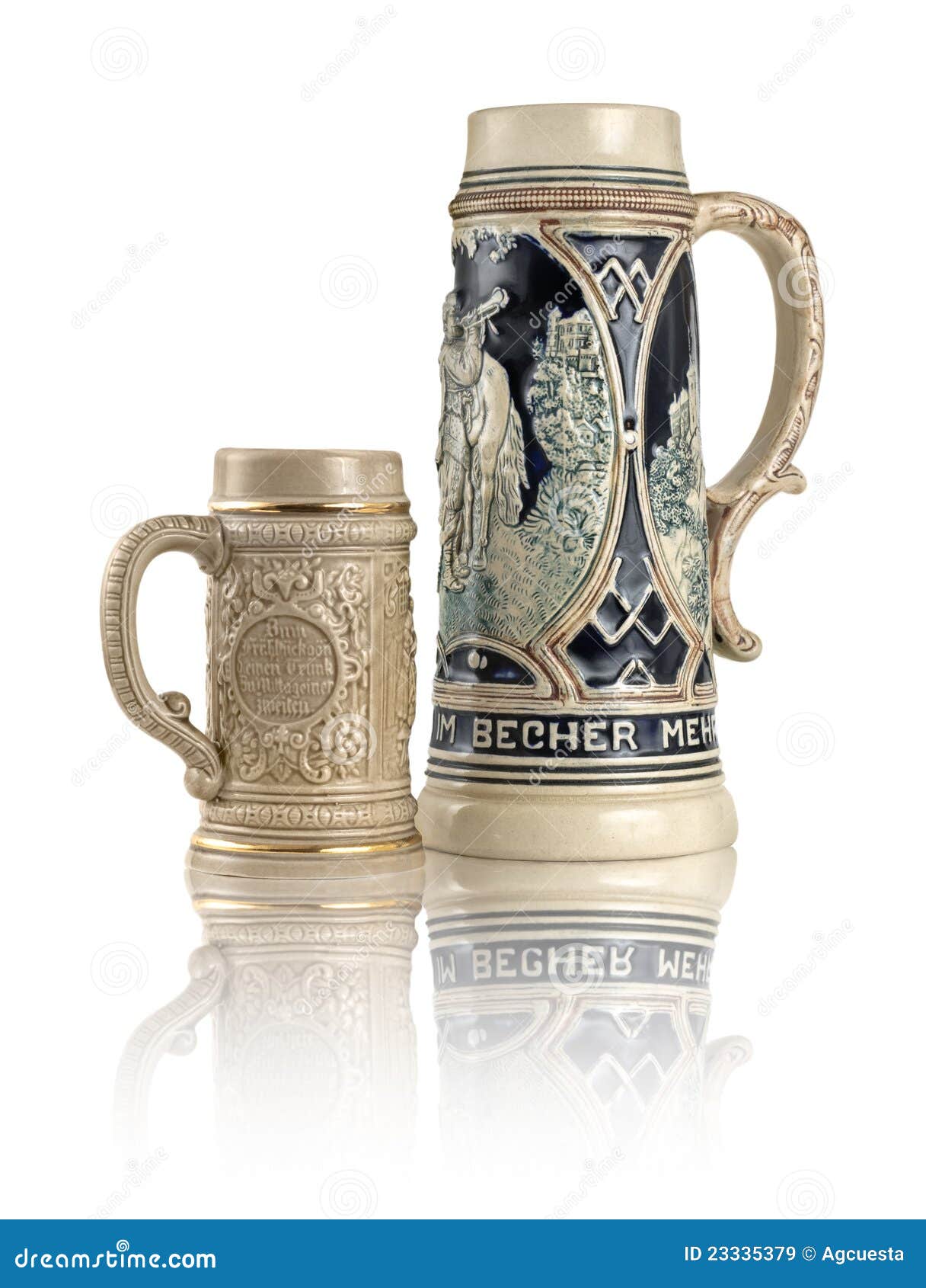 Two Decorative Ceramic German Beer Stein Stock Image Image of beer