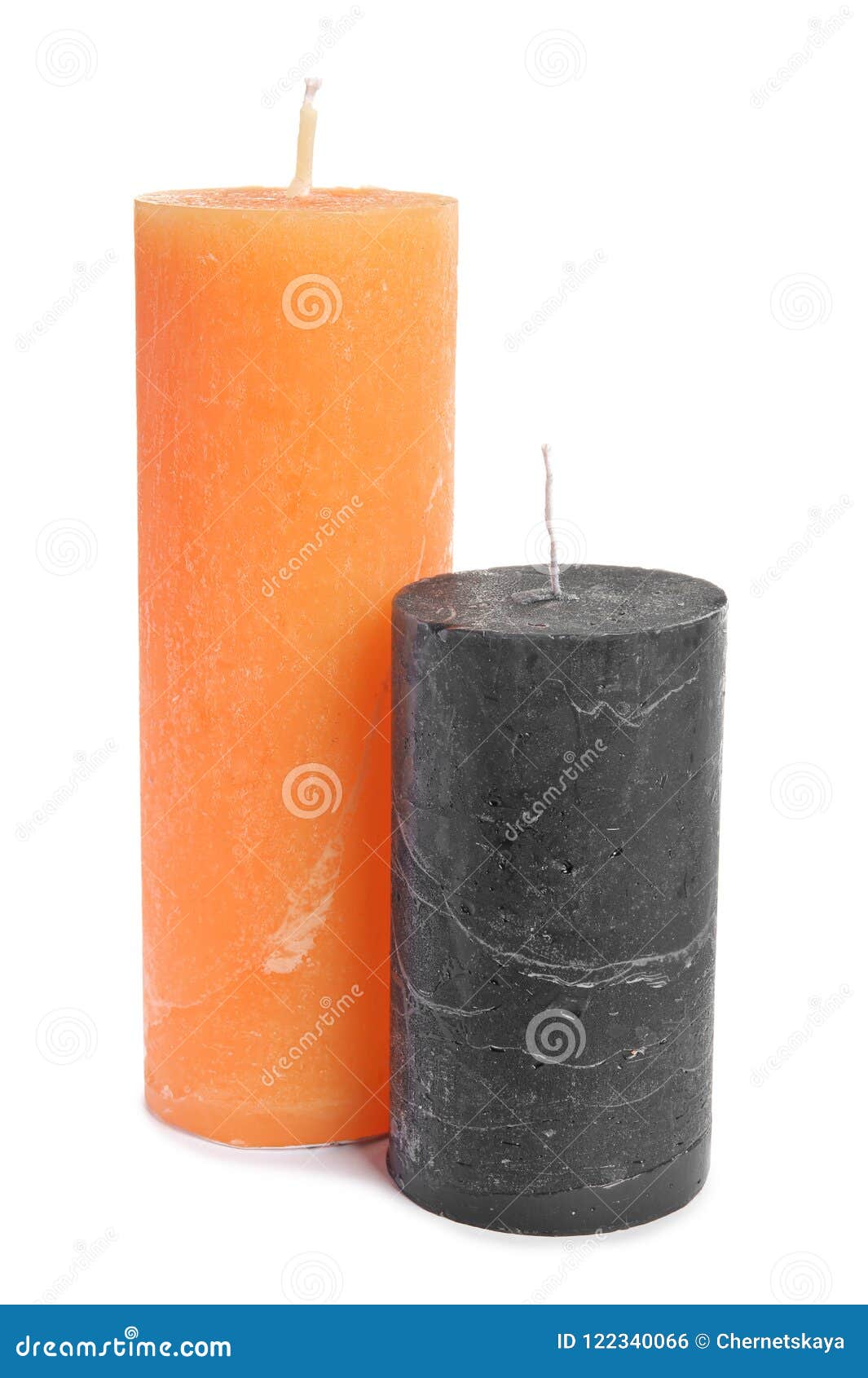 Two decorative wax candles stock photo. Image of modern 122340066