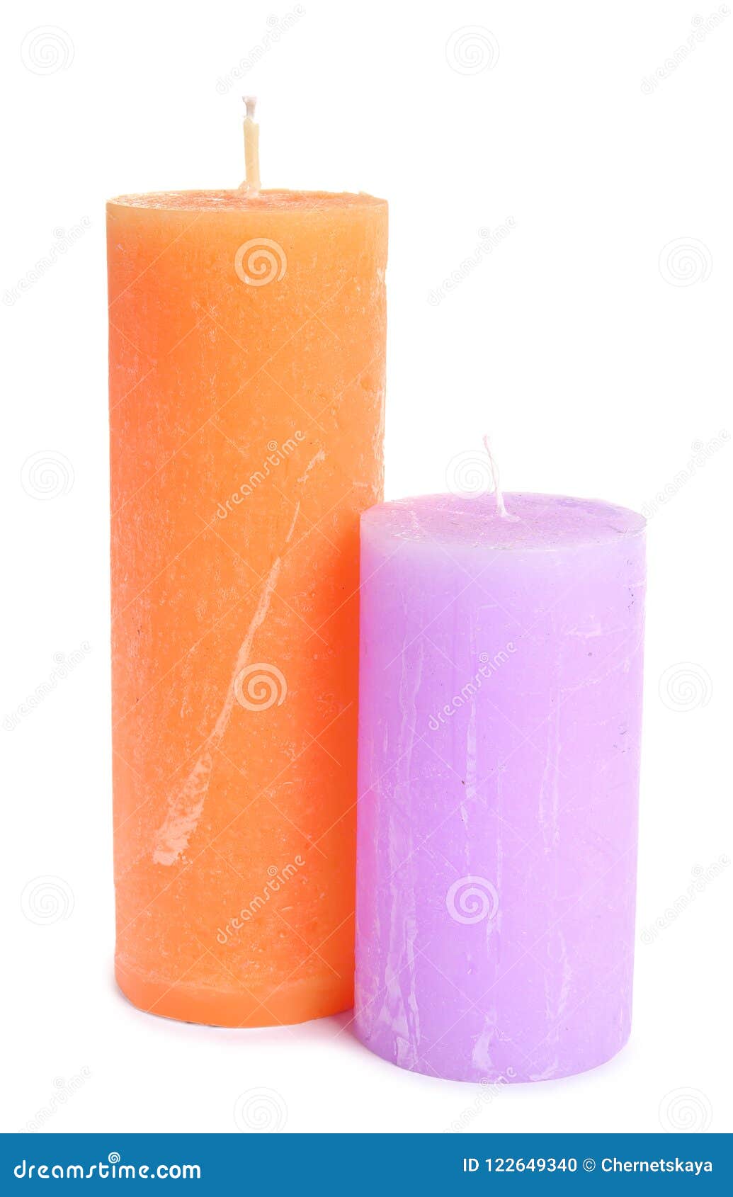 Two decorative wax candles stock photo. Image of decoration 122649340