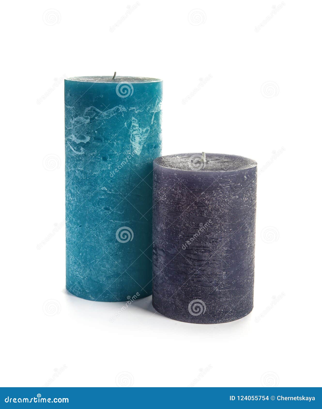 Two decorative wax candles stock photo. Image of object 124055754
