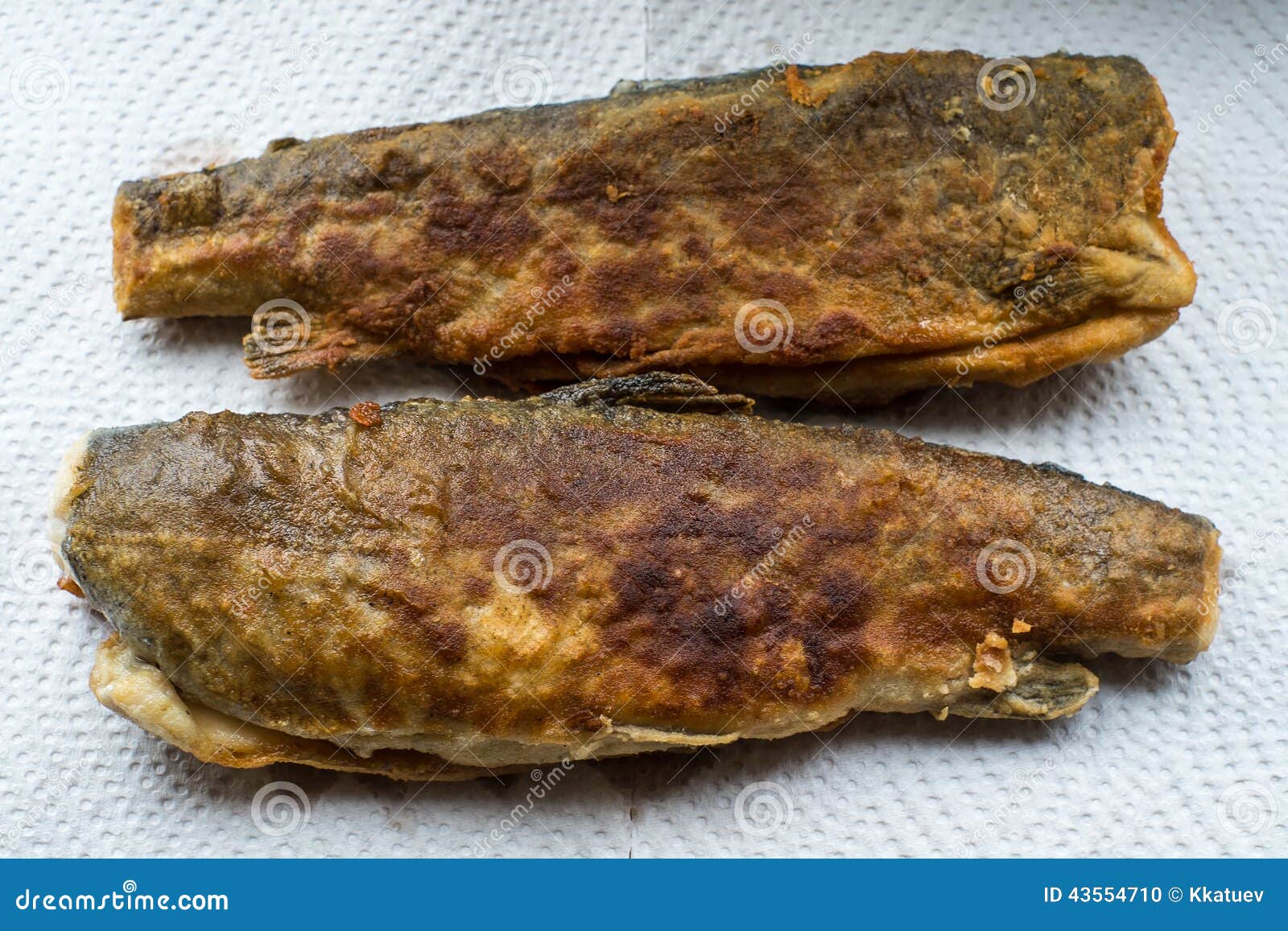 Two deep fried fishes stock photo. Image of flour, crust 43554710