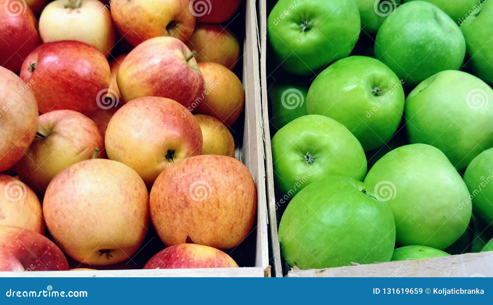 Two Different Apple Varieties at a Fruit Farm. Stock Image Image of