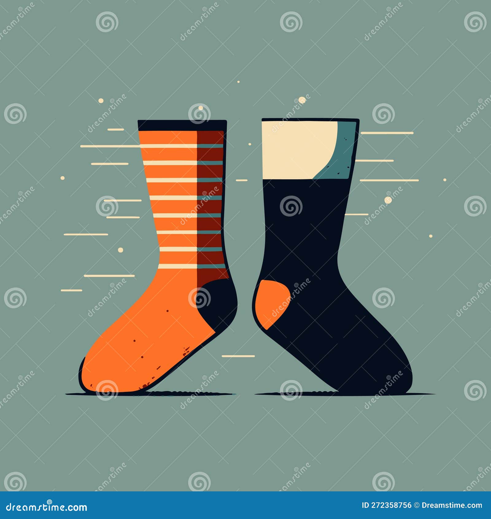 Two Different Funny Warm Socks Stock Illustration Illustration of