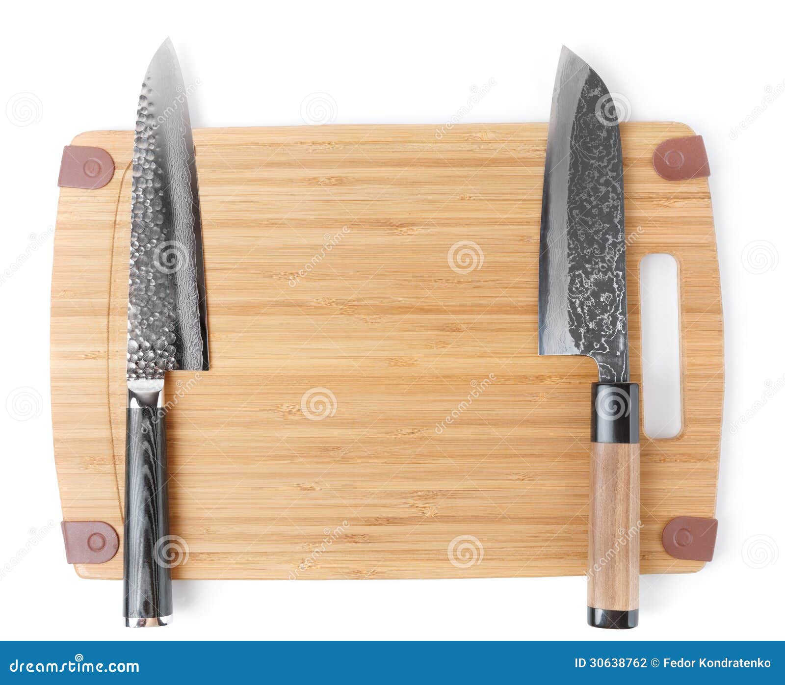 Two Different Japanese Knives on Cutting Board Stock Photo Image of