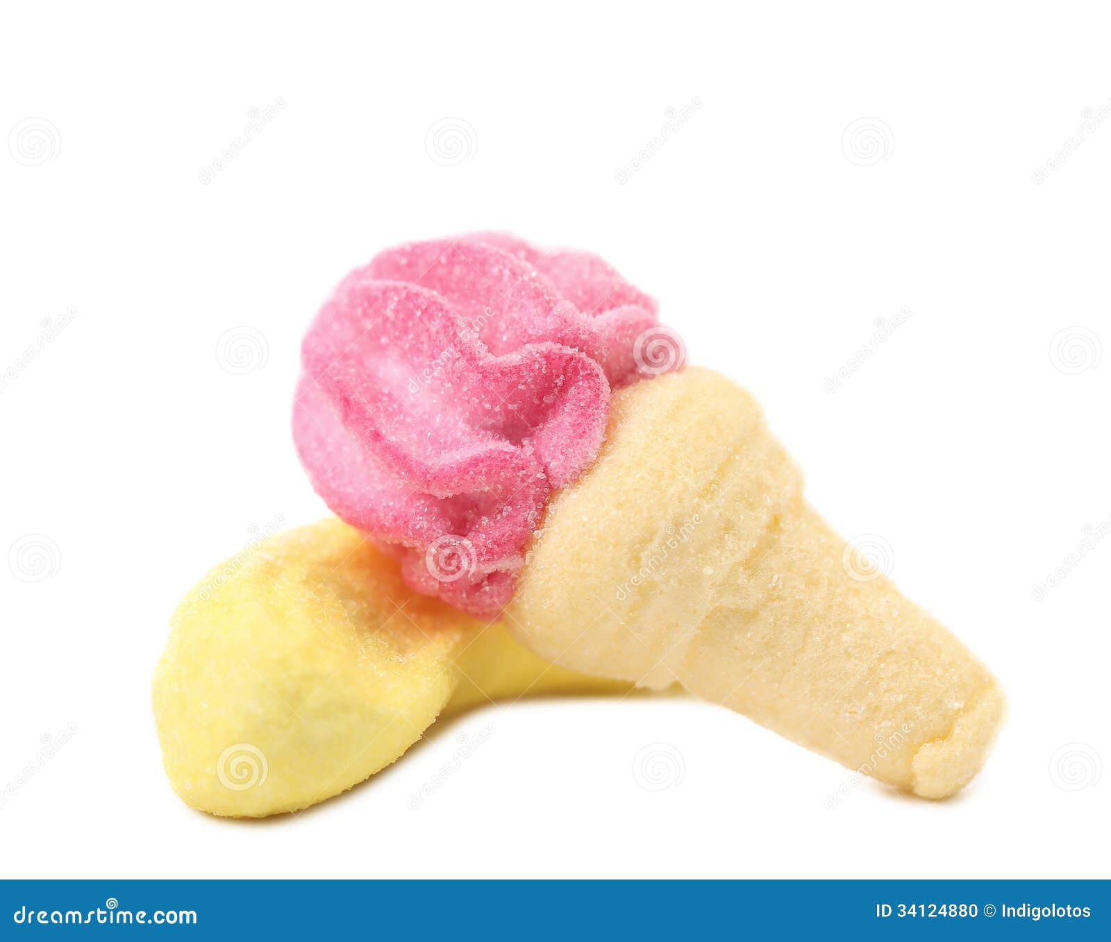 Two Different Marshmallow. Close Up Stock Photo Image of sticky