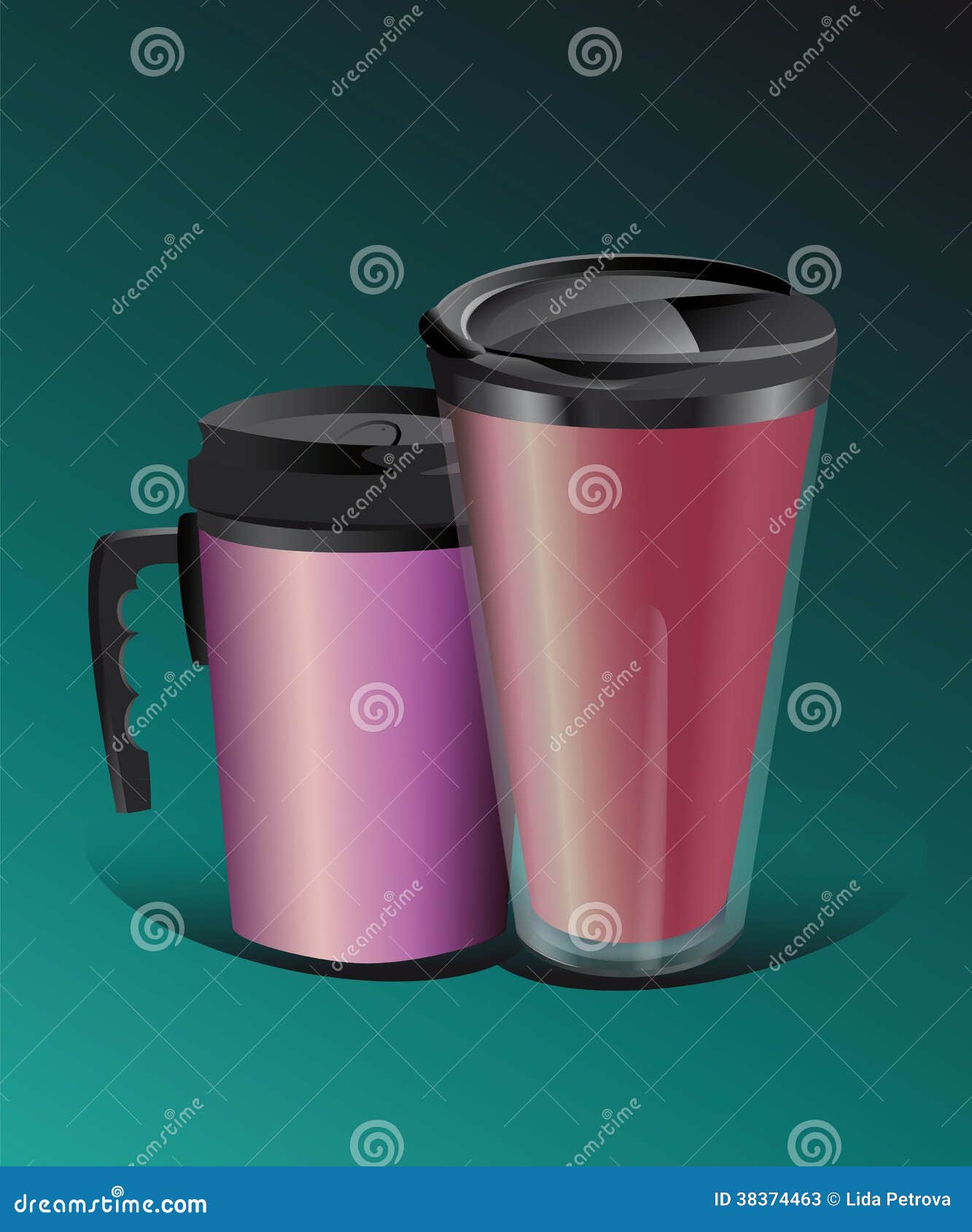 Two Different Types of Thermos Mug Stock Vector Illustration of