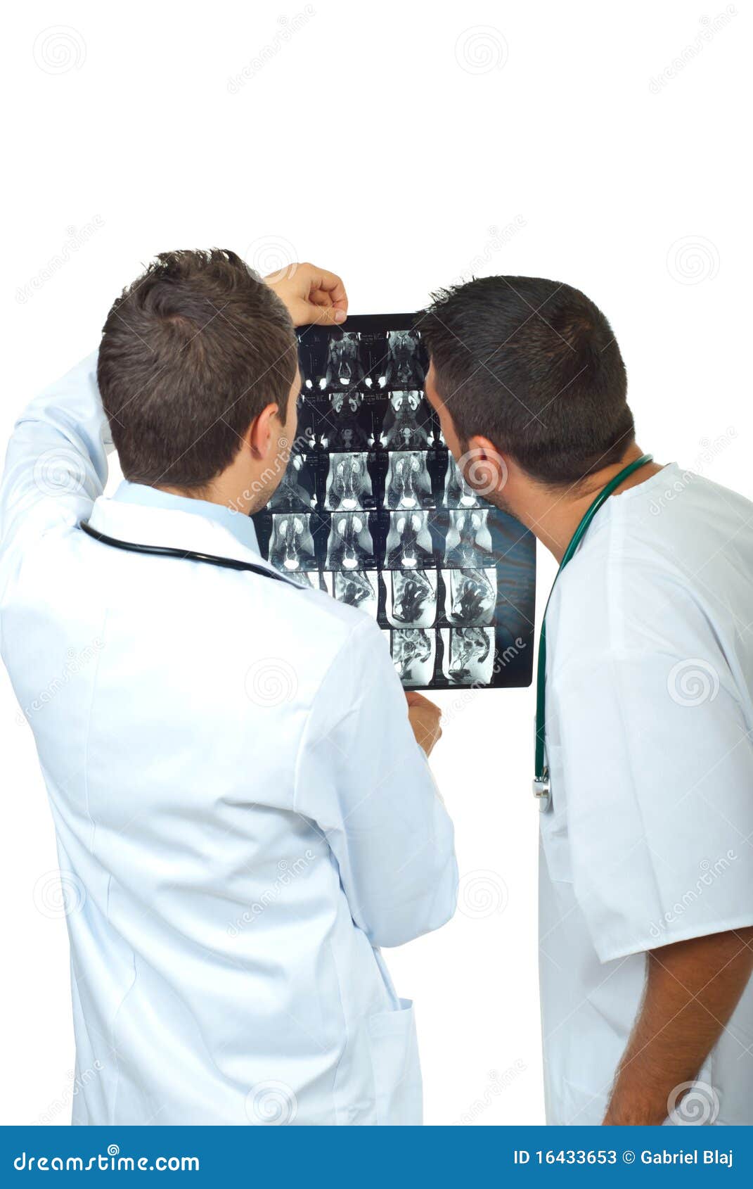 two doctors men examine magnetic resonance