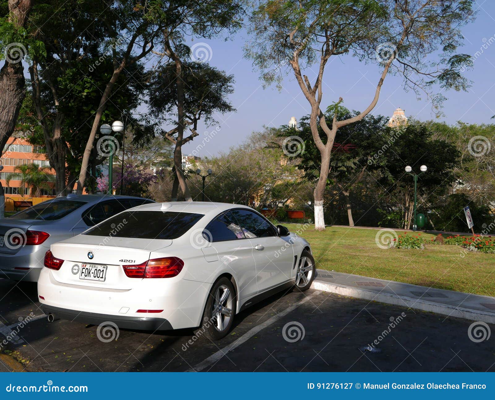 Two Doors Coupe Bmw 420i Parked In Barranco Lima Editorial
