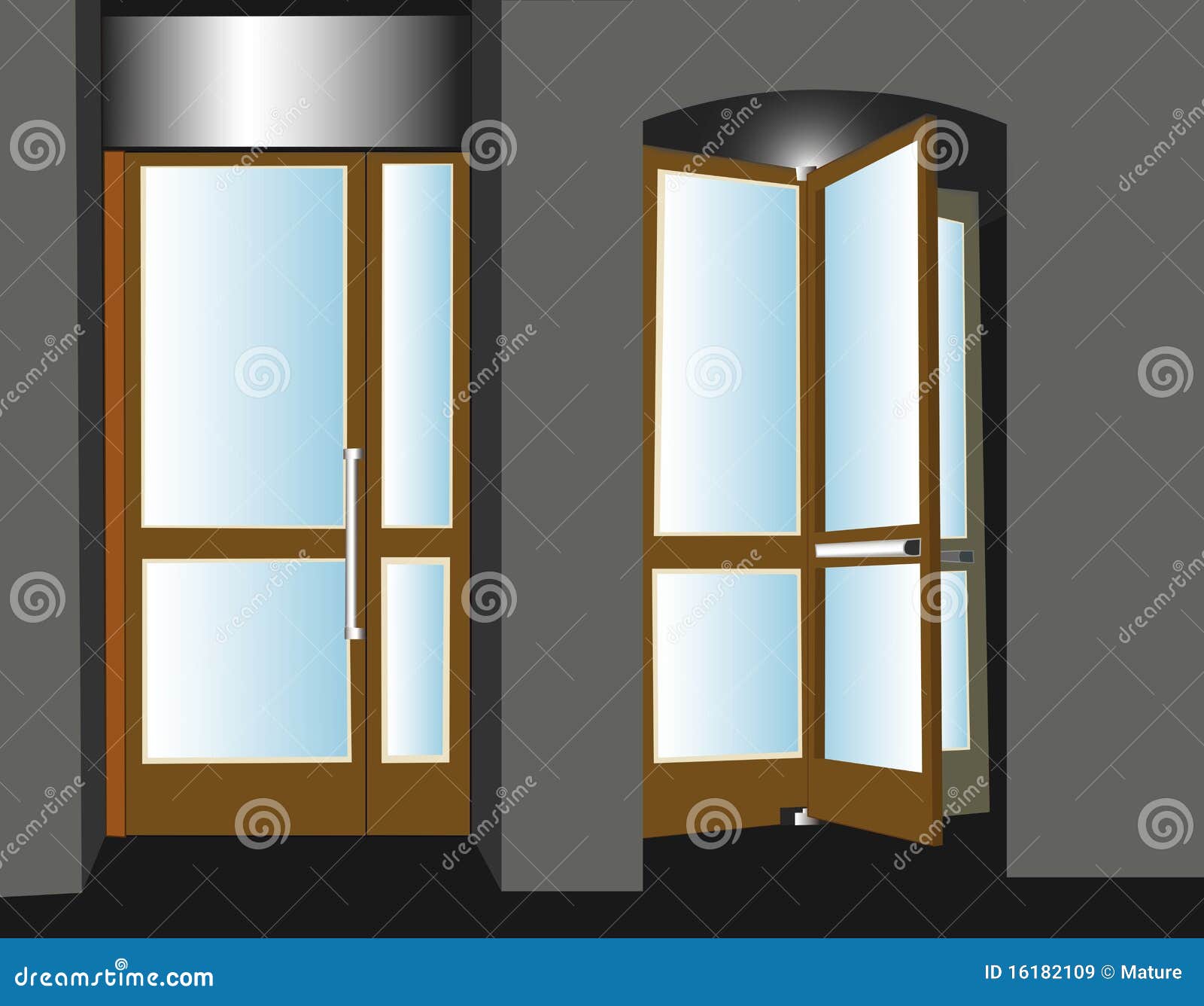 Two Doors in the House, Entrance and Exit Stock Vector Illustration
