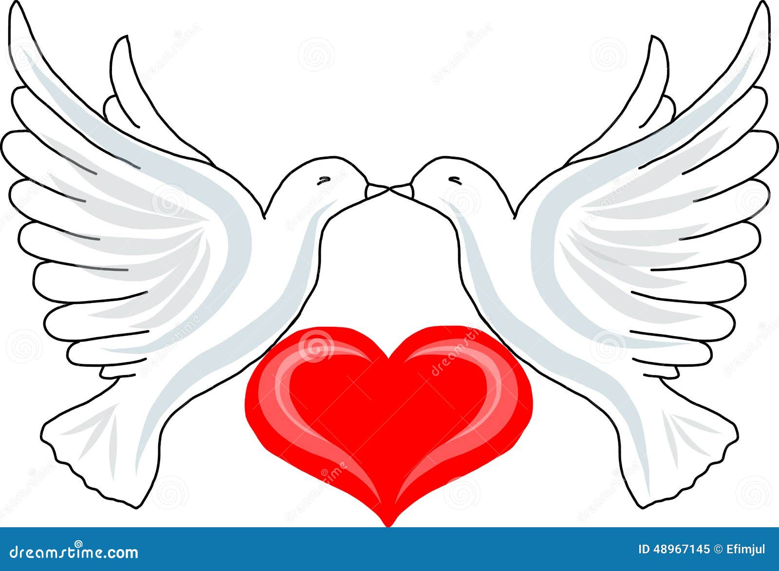Two doves with heart stock vector. Illustration of love 48967145