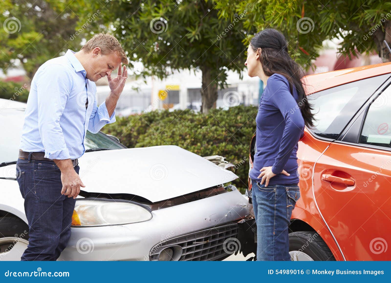 Two Drivers Arguing After Traffic Accident Stock Photo Image Of