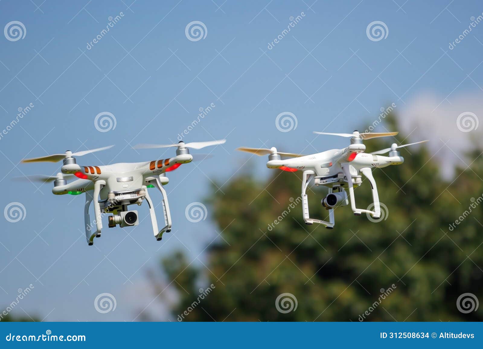 two drones competing closely in a highspeed chase