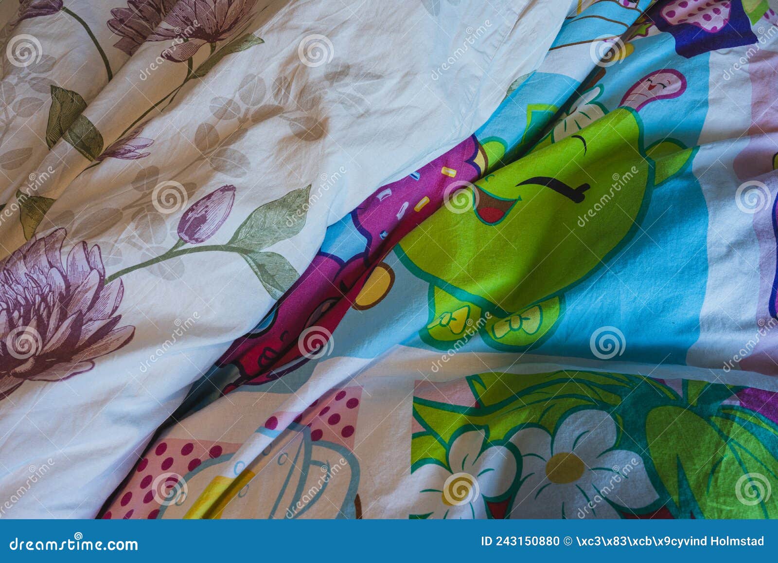 Two duvets side by side stock photo. Image of fabric 243150880