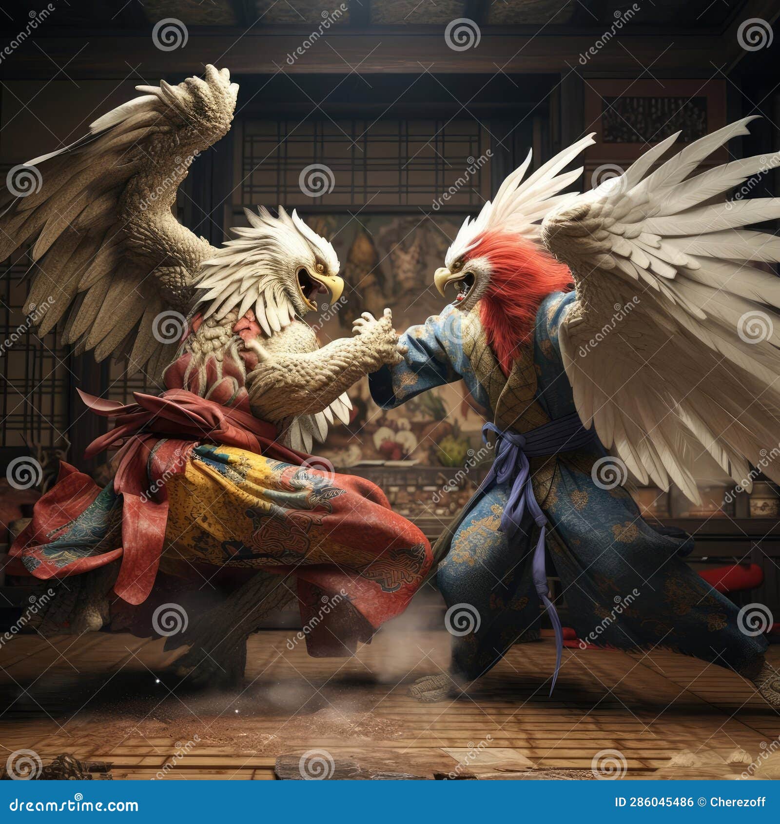 Two Eagles Fight Each Other Stock Illustration Illustration of iaido