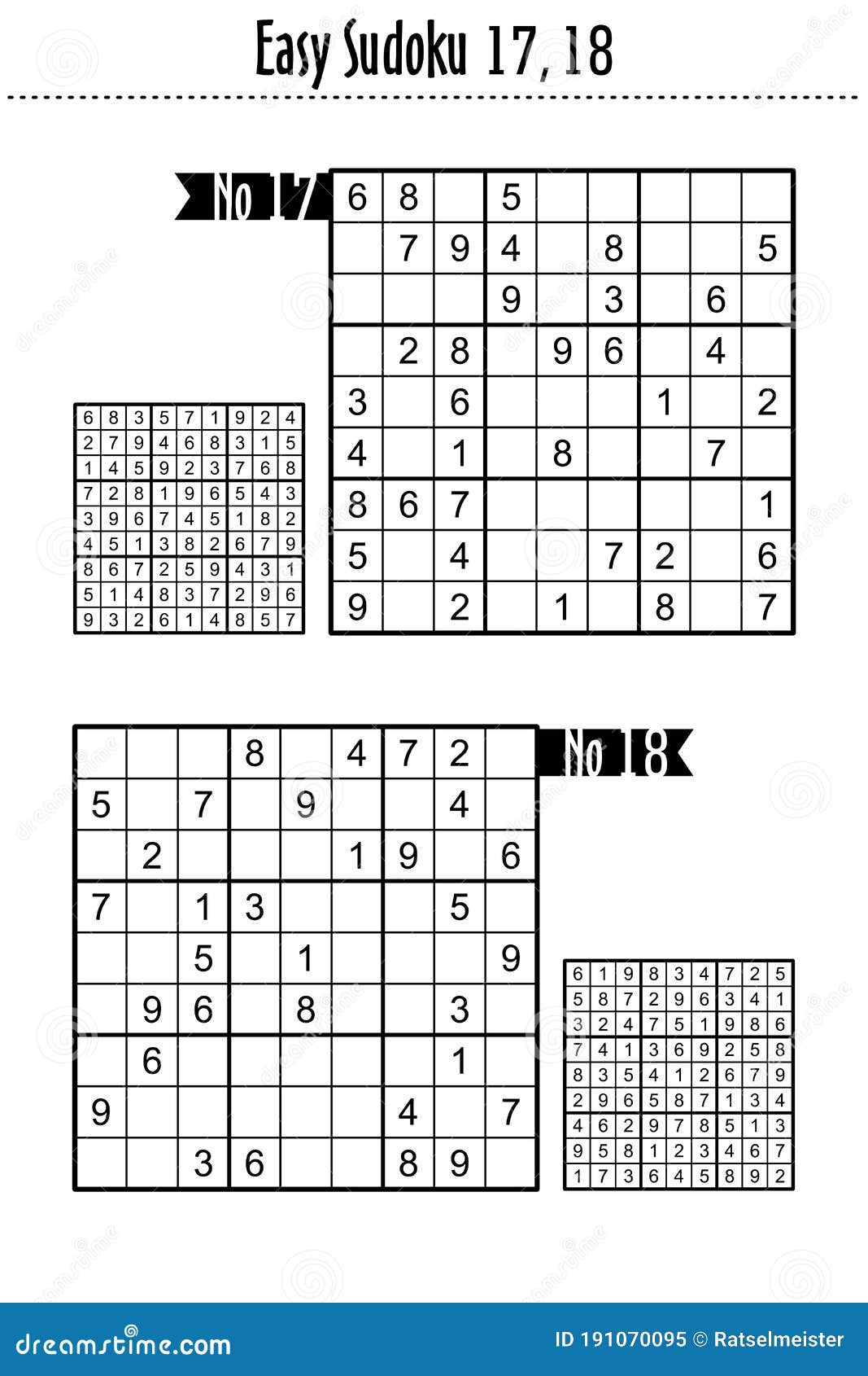 two easy level sudoku puzzles, no 17 and no 18