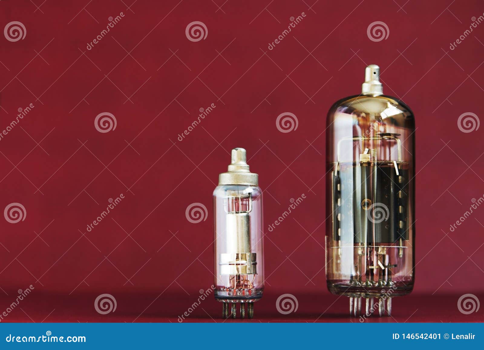 Two Electronic Vacuum Tubes On Red Stock Image Image of vintage