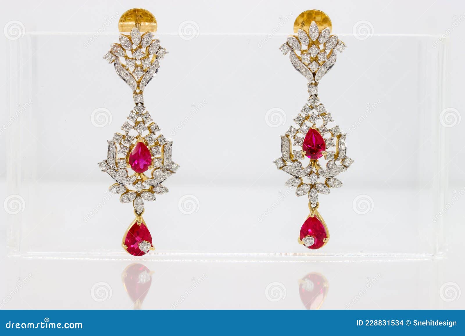 Two Elegant Indian Style Diamond Earrings Stock Photo Image of metal, beauty 228831534