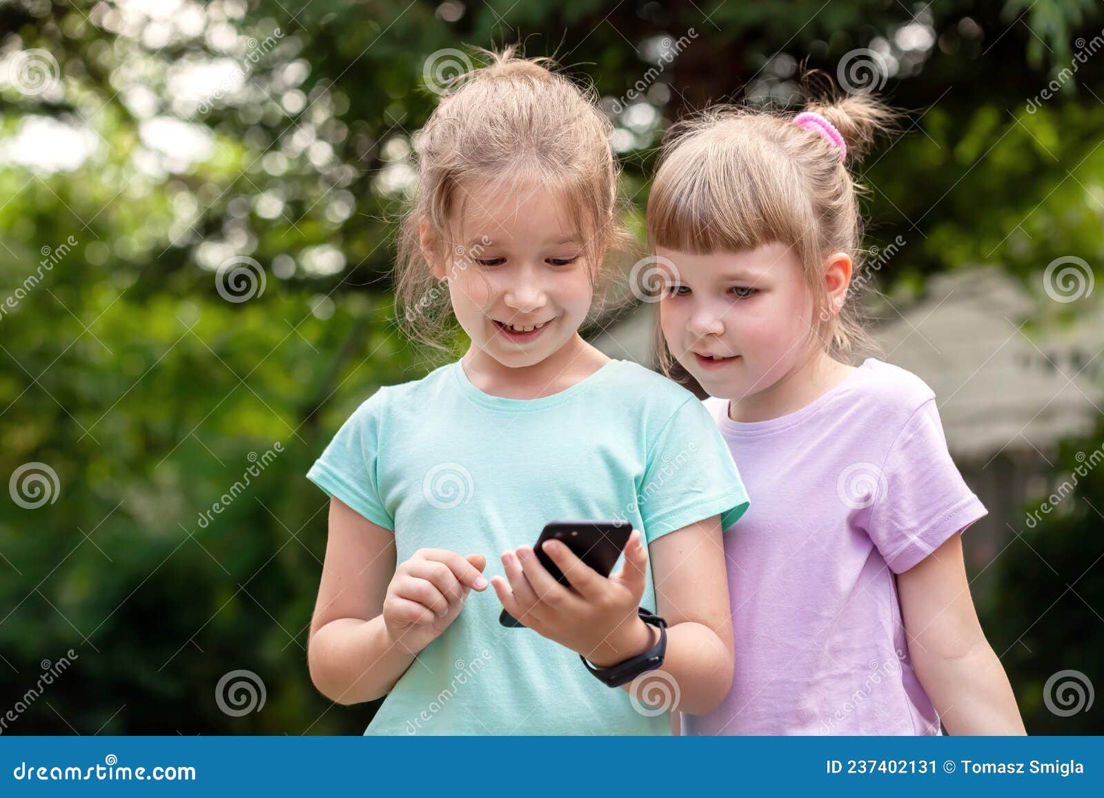 Two Elementary School Age Kids Girls, Sisters, Children Laughing ...